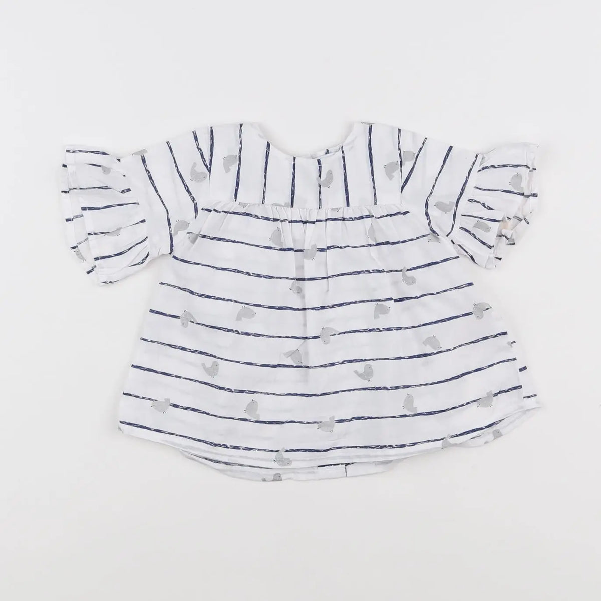 Vertbaudet - tee-shirt blanc, bleu - 6 mois