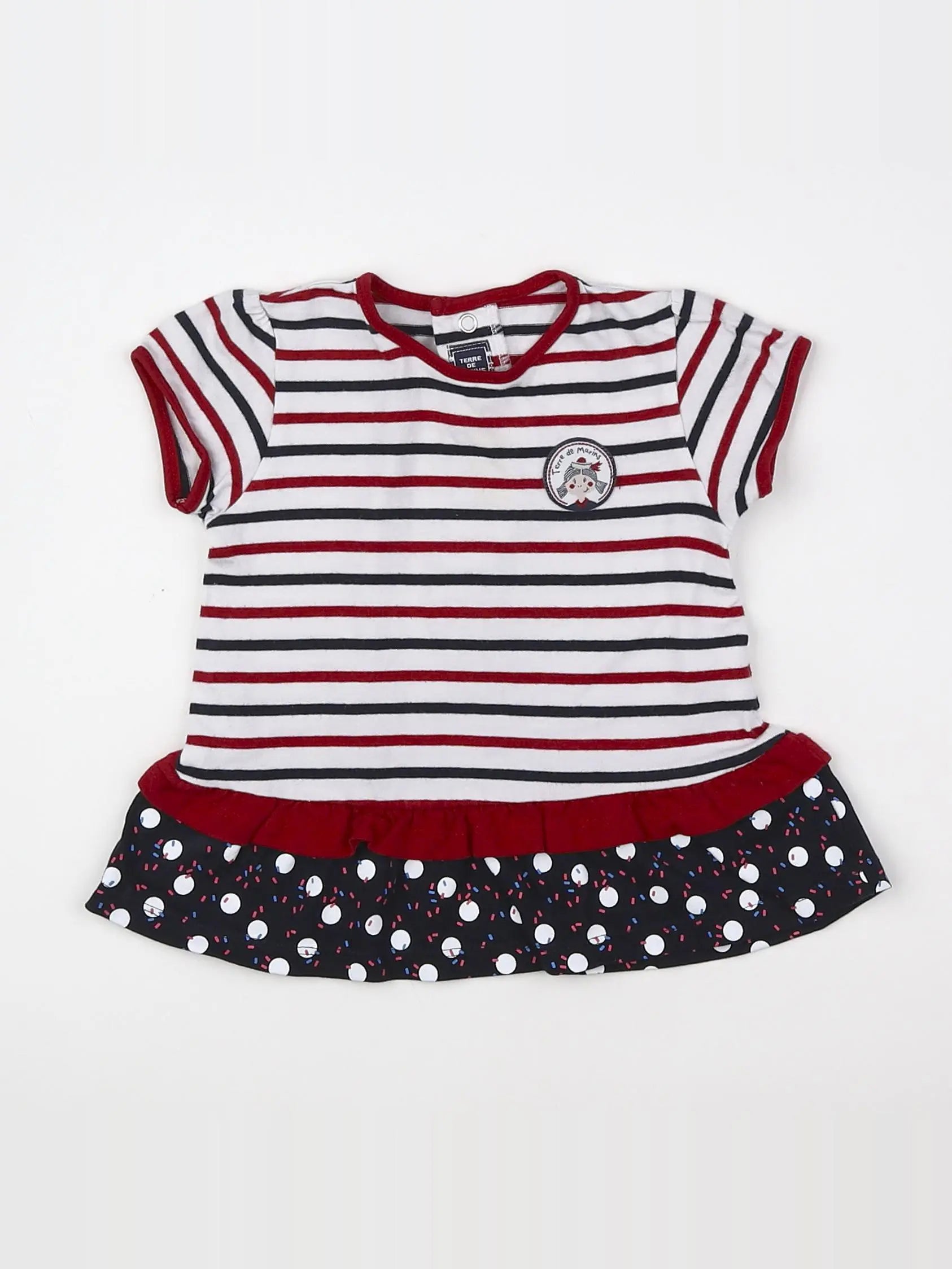 Terre de marins - tee-shirt bleu, blanc, rouge - 9 mois