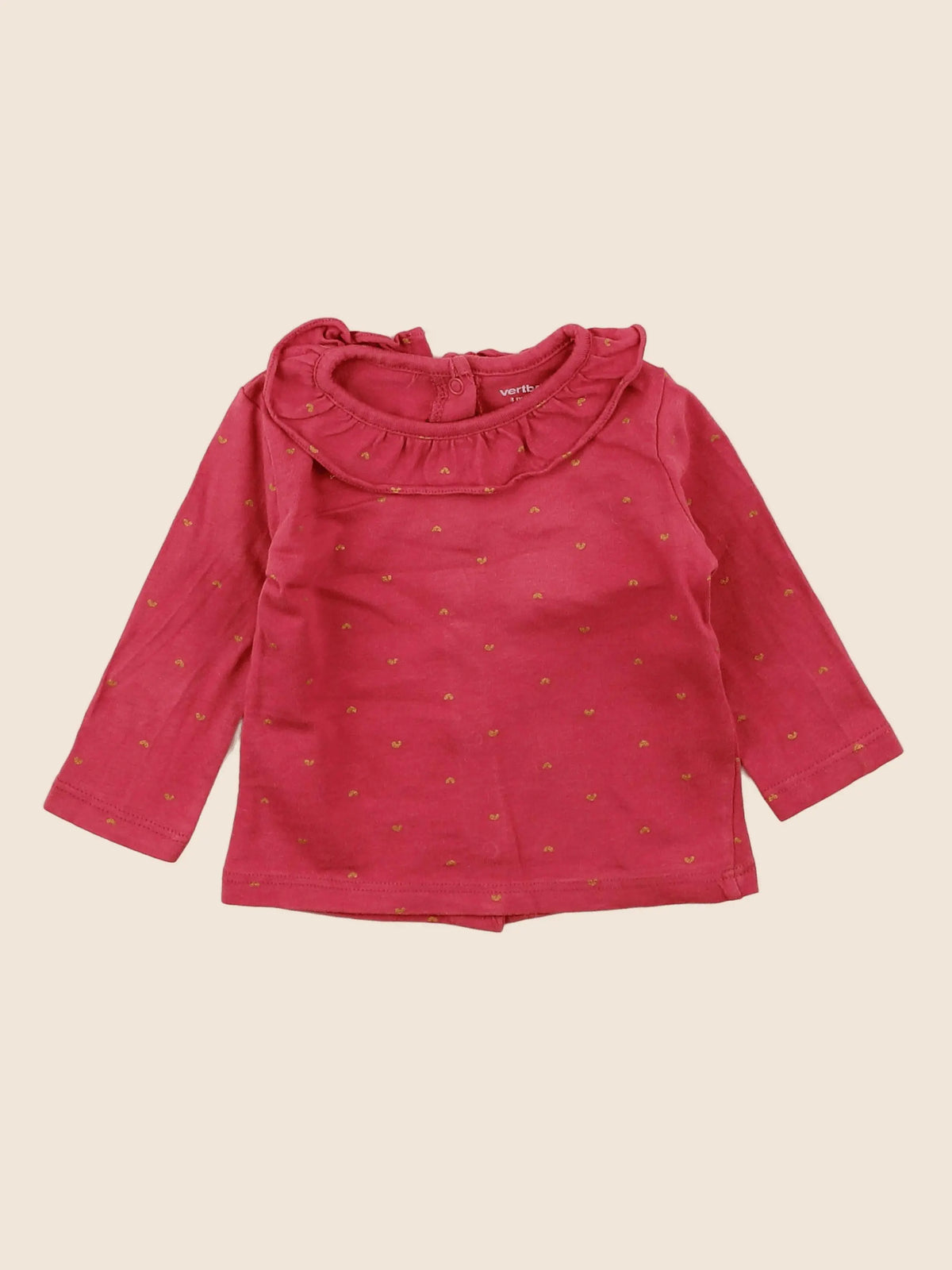 Vertbaudet - tee-shirt or, rose - 3 mois