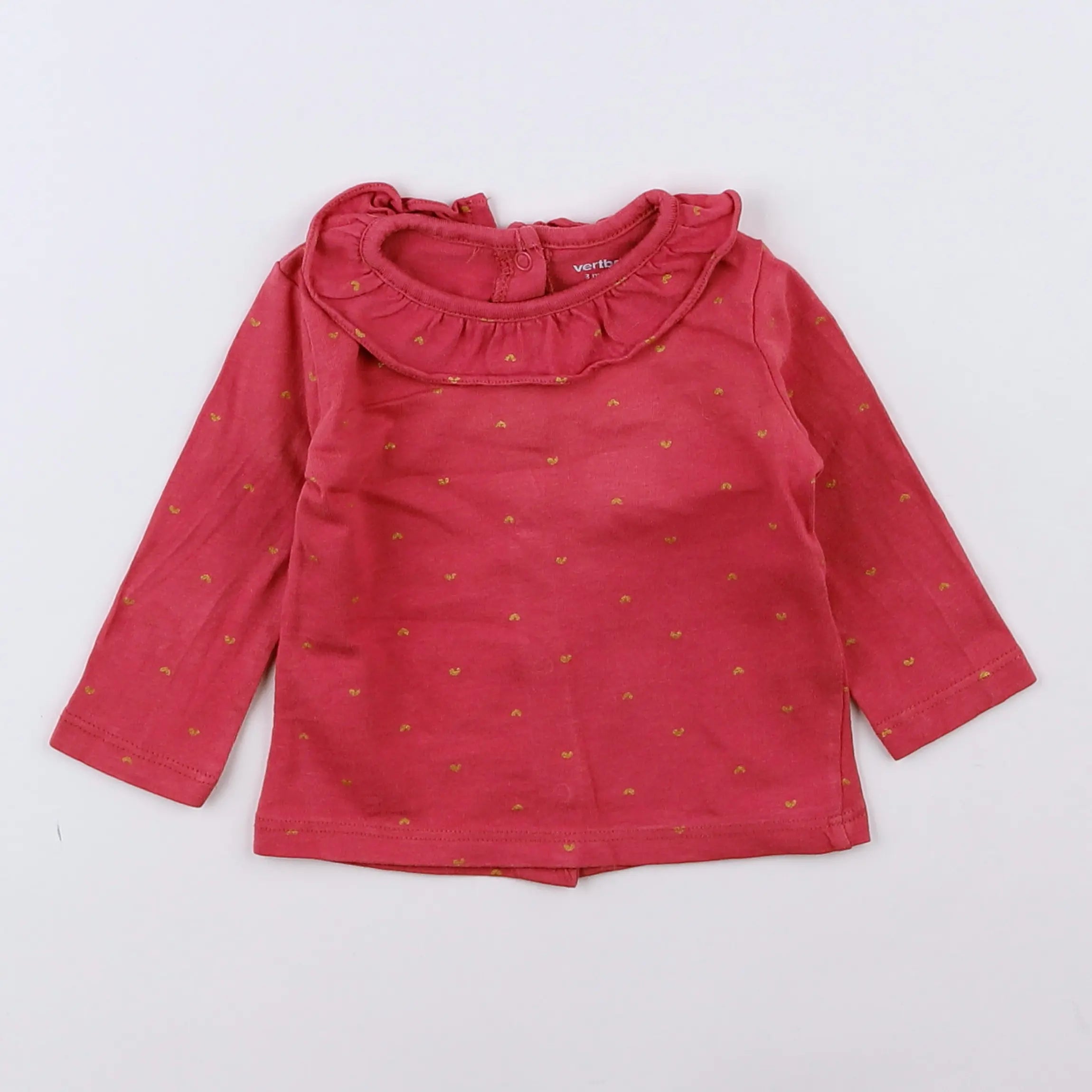 Vertbaudet - tee-shirt or, rose - 3 mois