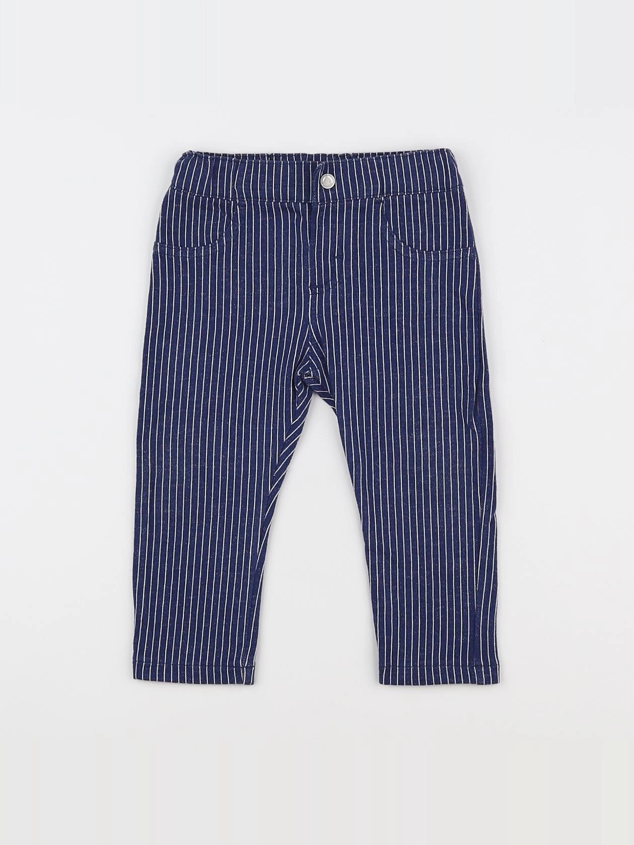 Petit Bateau - pantalon bleu, blanc - 6 mois