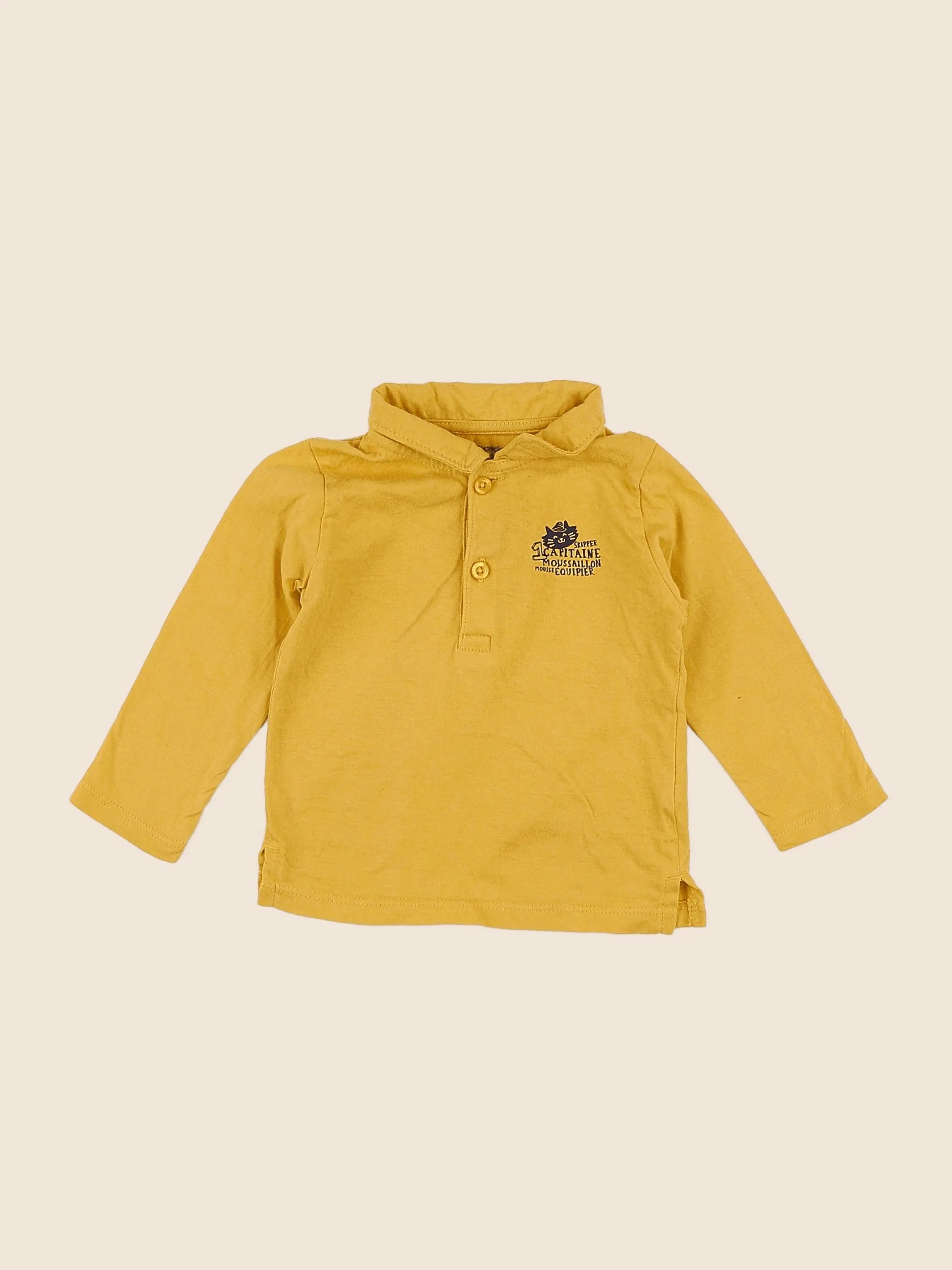 Vertbaudet - polo imprimé au dos jaune - 9 mois