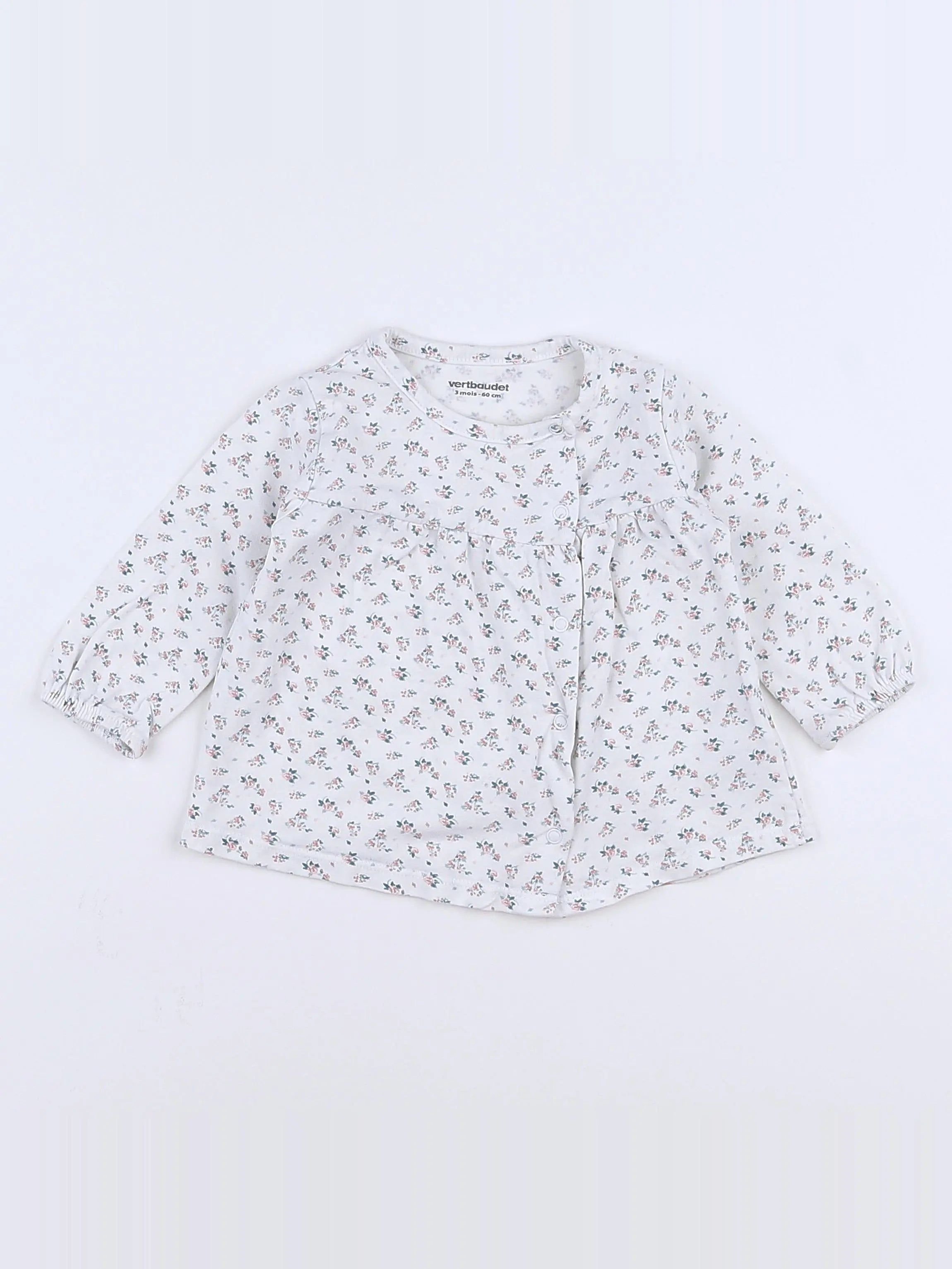 Vertbaudet - tee-shirt blanc, multicolore - 3 mois