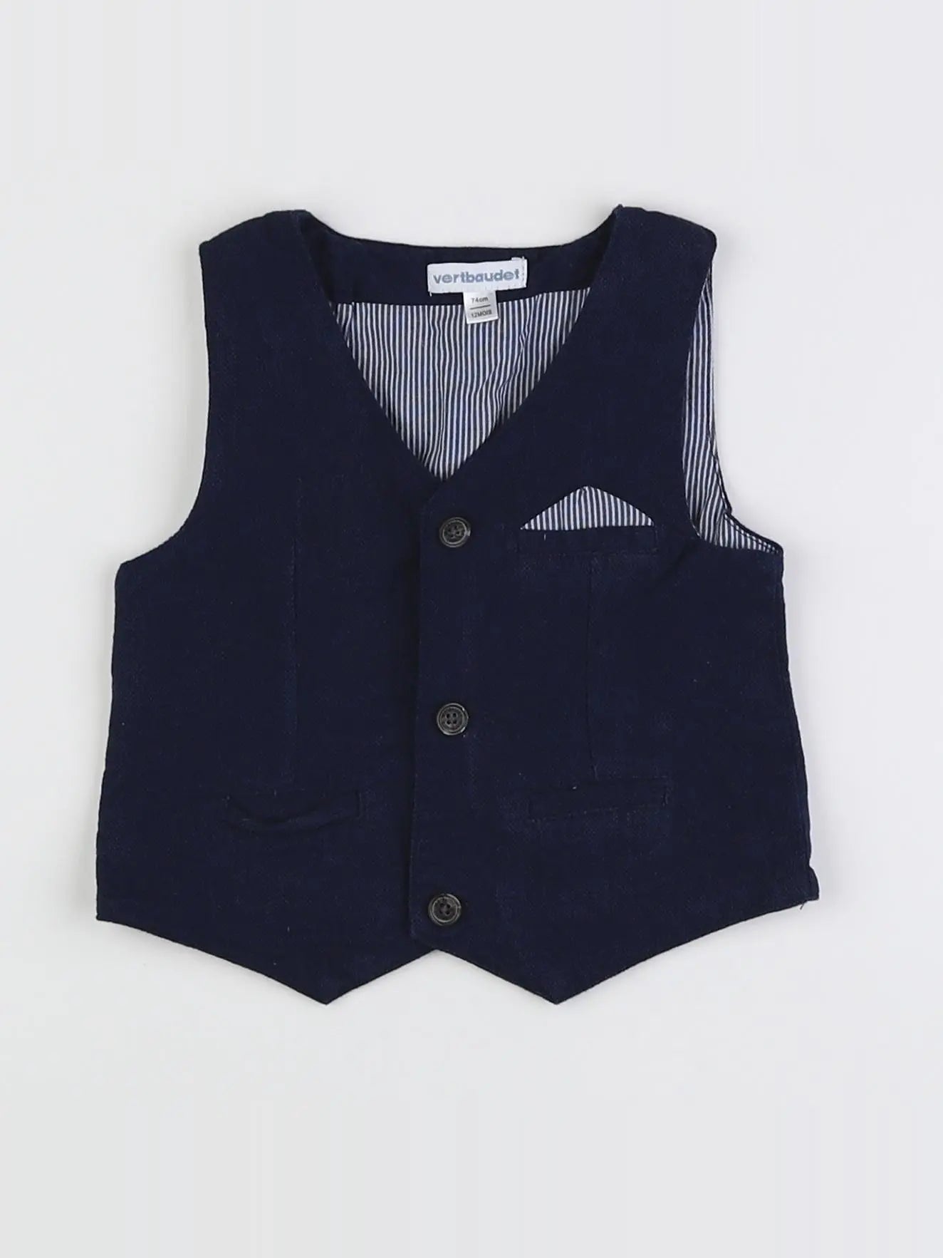 Vertbaudet - gilet bleu - 12 mois