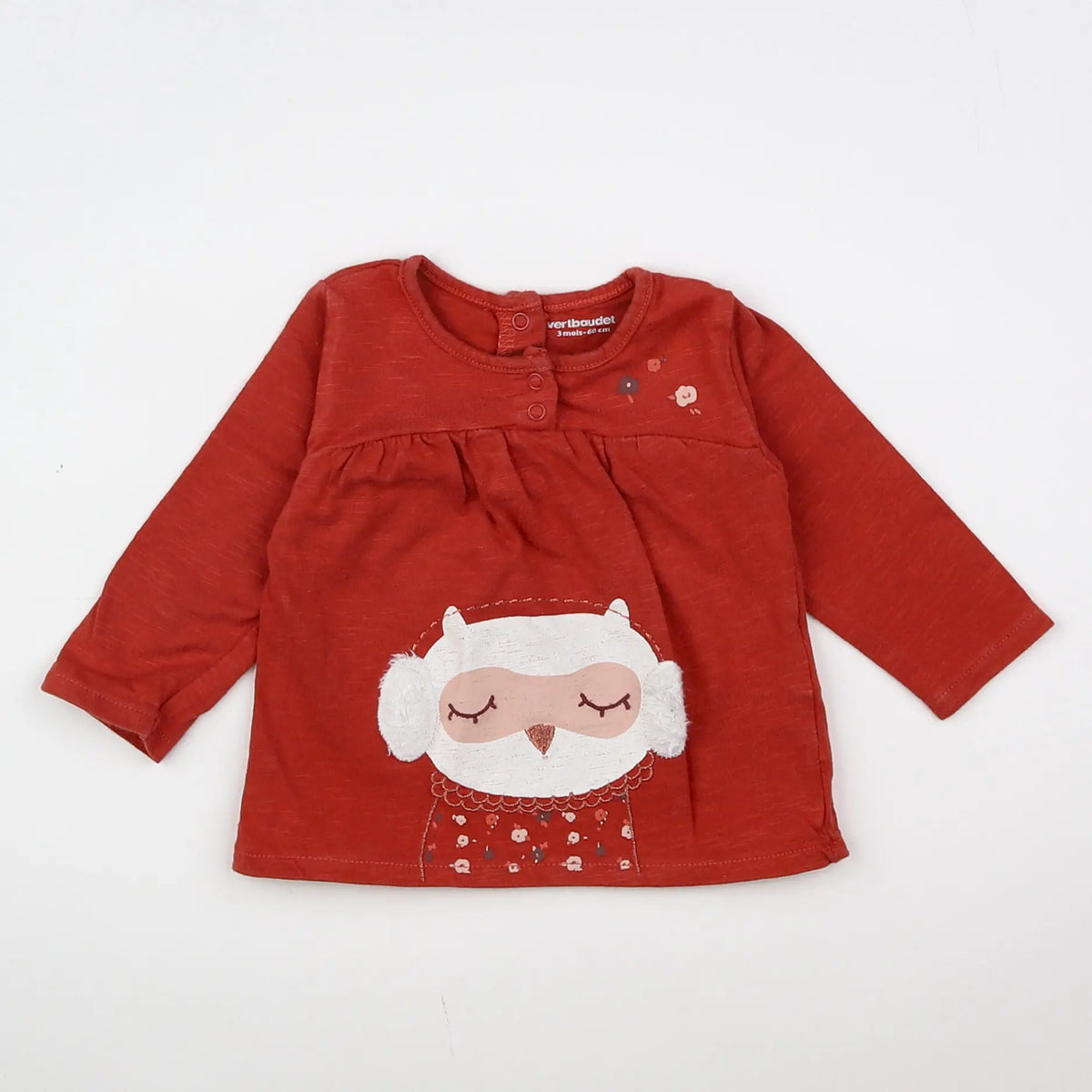 Vertbaudet - tee-shirt rouge - 3 mois
