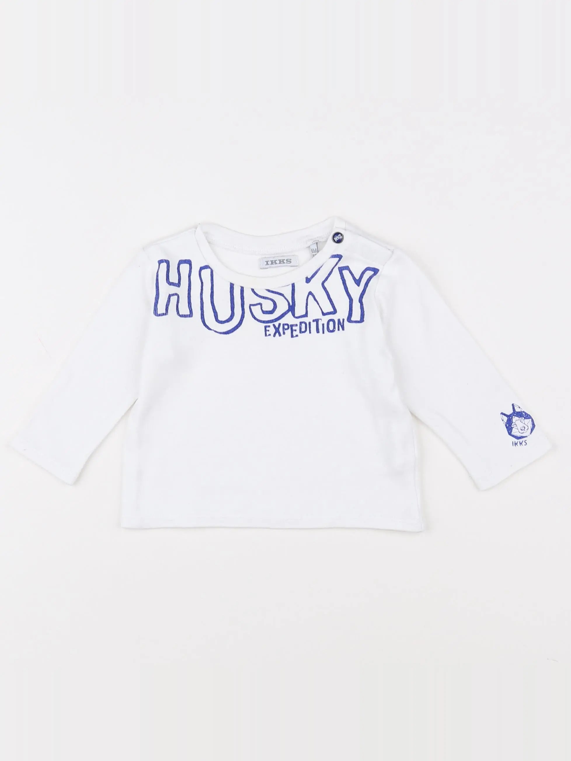 IKKS - tee-shirt blanc, bleu - 6 mois