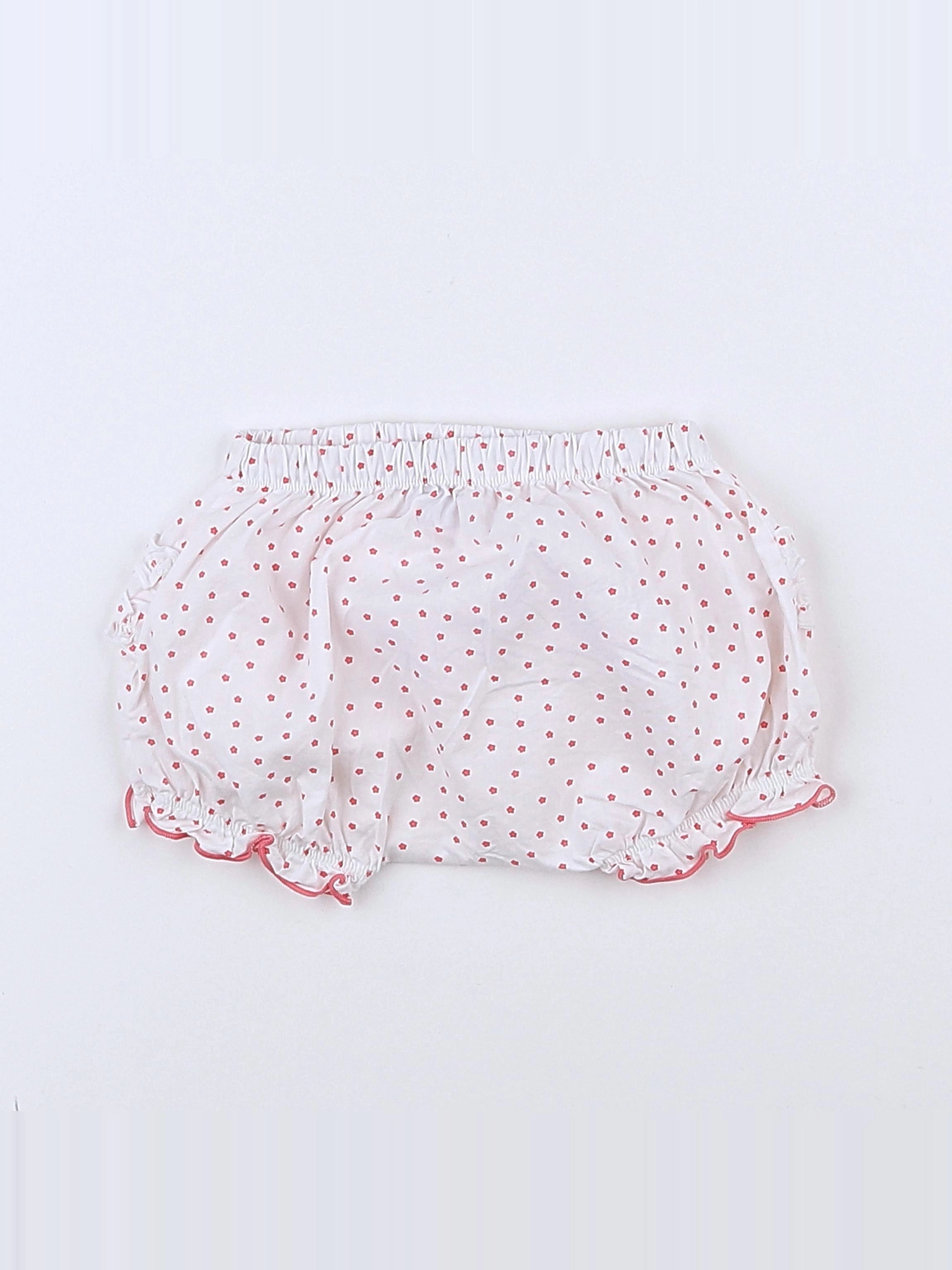 Petit Bateau - bloomer blanc, rose - 3 mois
