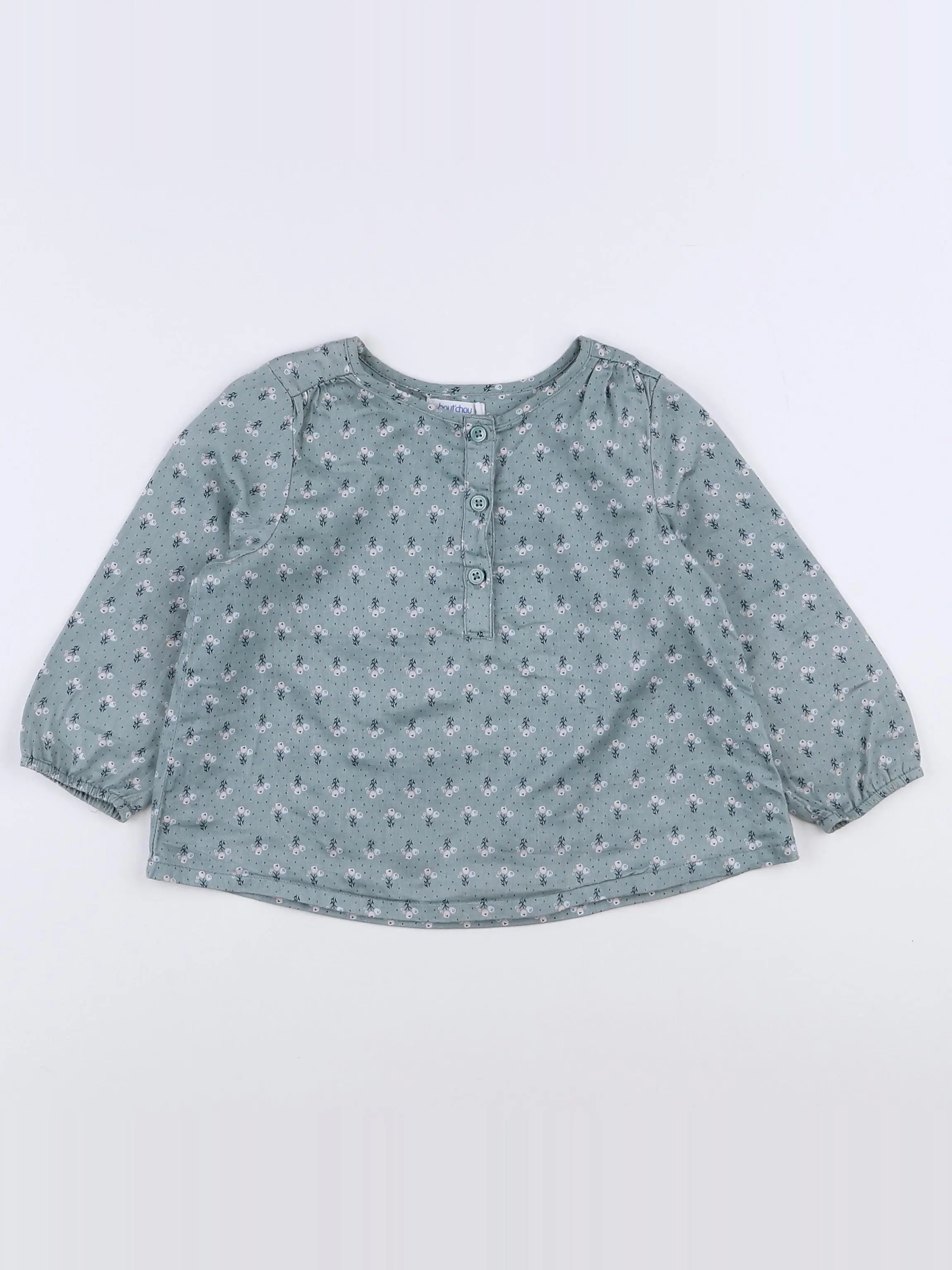 Boutchou - blouse vert - 12 mois