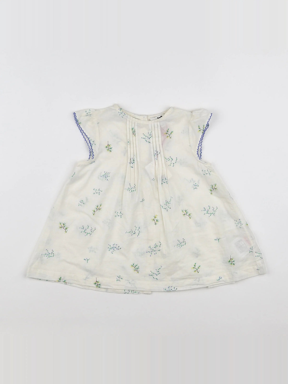 Cyrillus - robe blanc, bleu (état neuf) - 12 mois