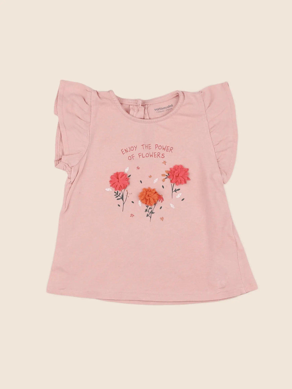 Vertbaudet - tee-shirt rose - 12 mois