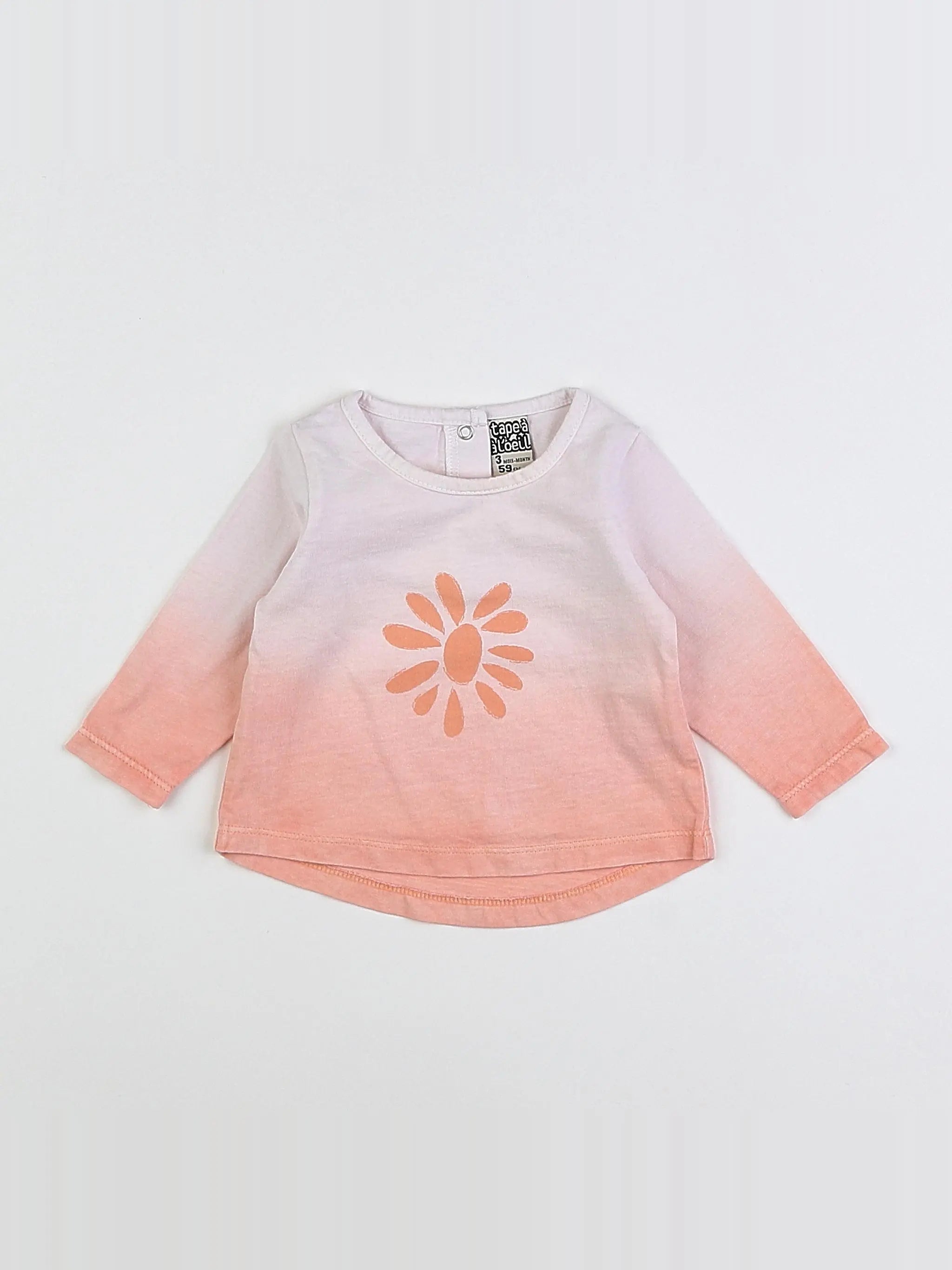 Tape à l'oeil - tee-shirt blanc, orange - 3 mois
