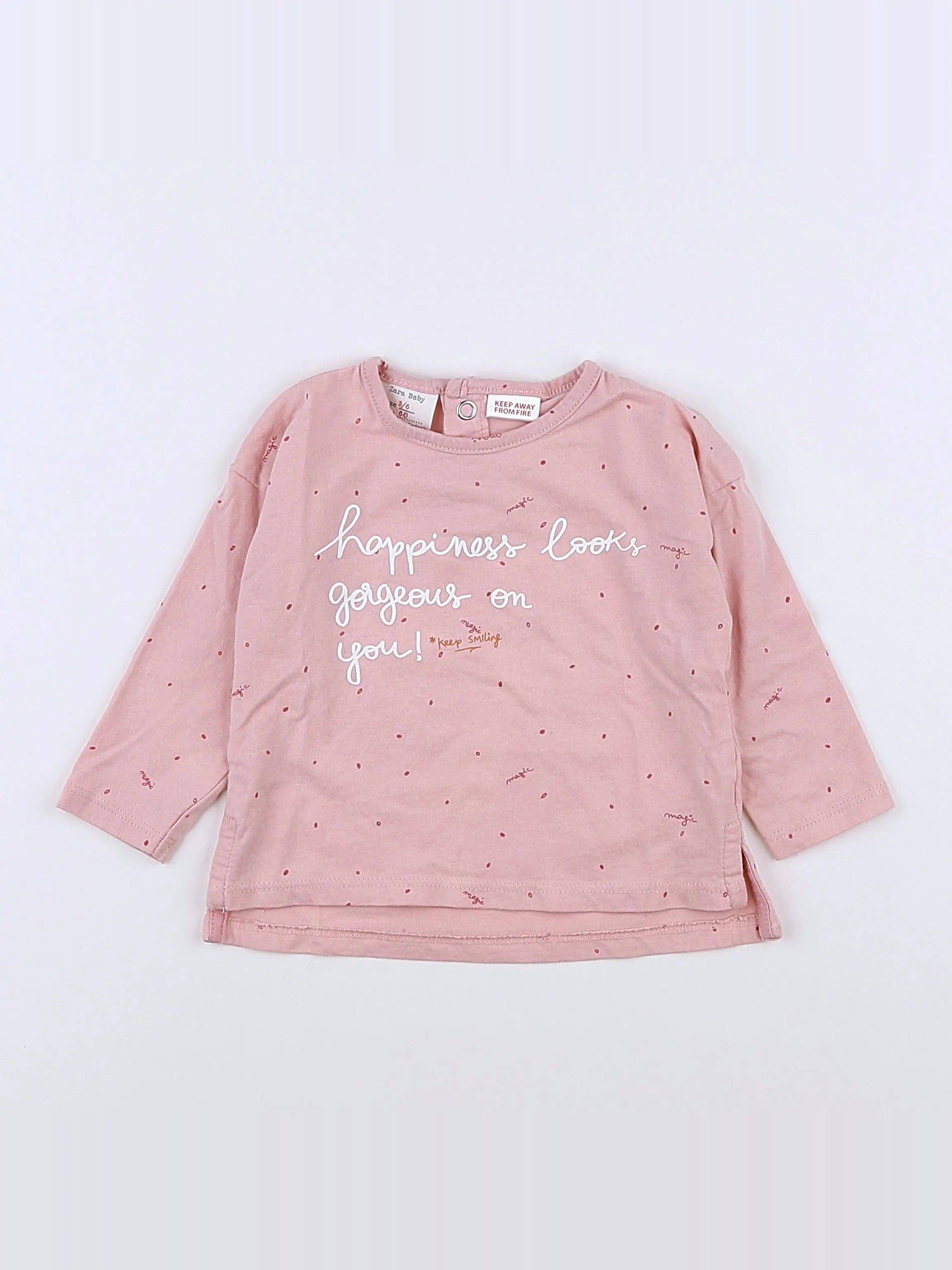 Zara - tee-shirt rose - 3 mois