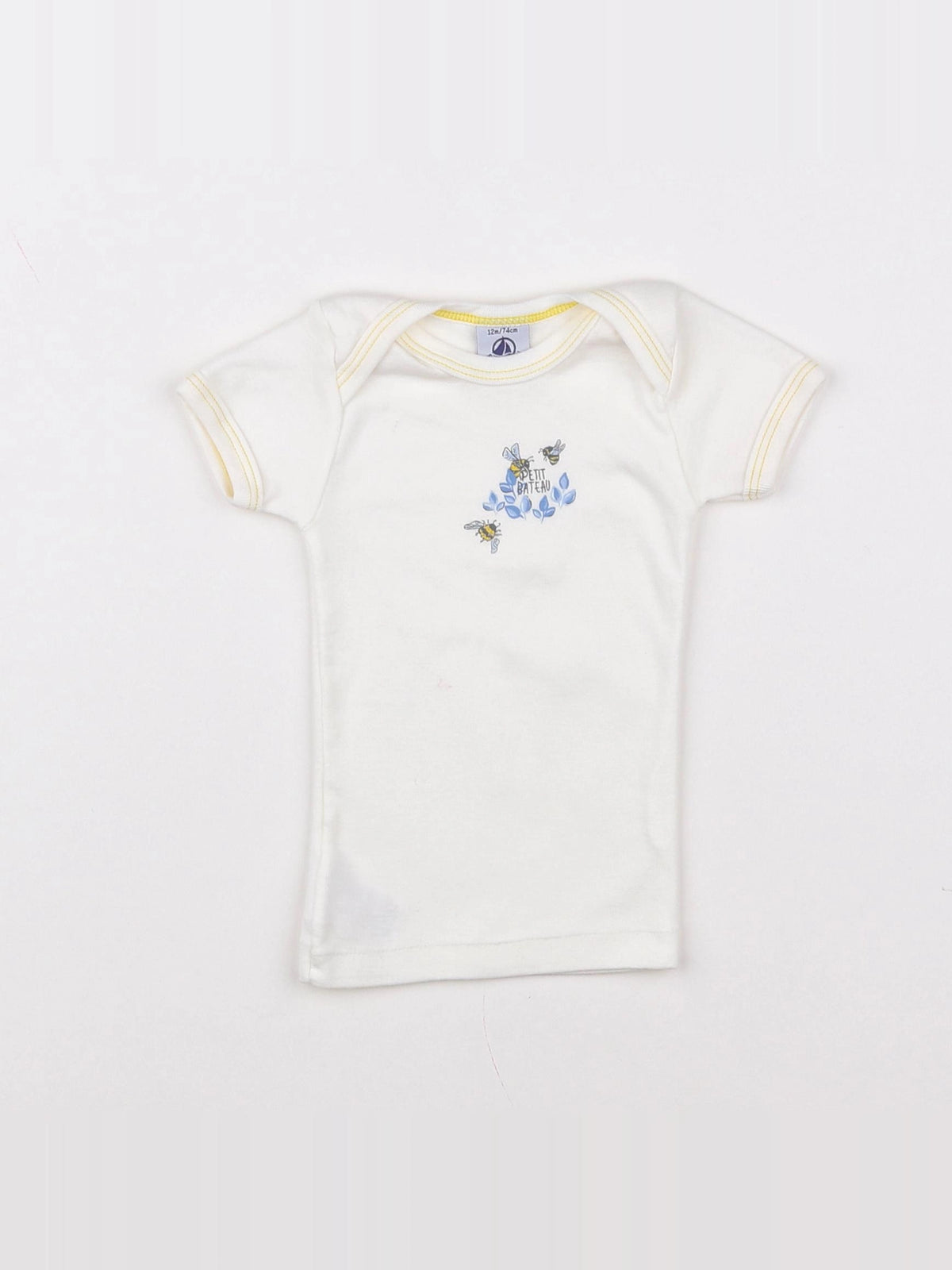 Petit Bateau - maillot de corps jaune, blanc - 12 mois