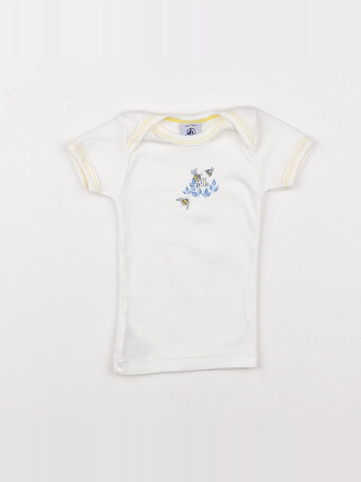 Petit Bateau - maillot de corps jaune, blanc - 12 mois