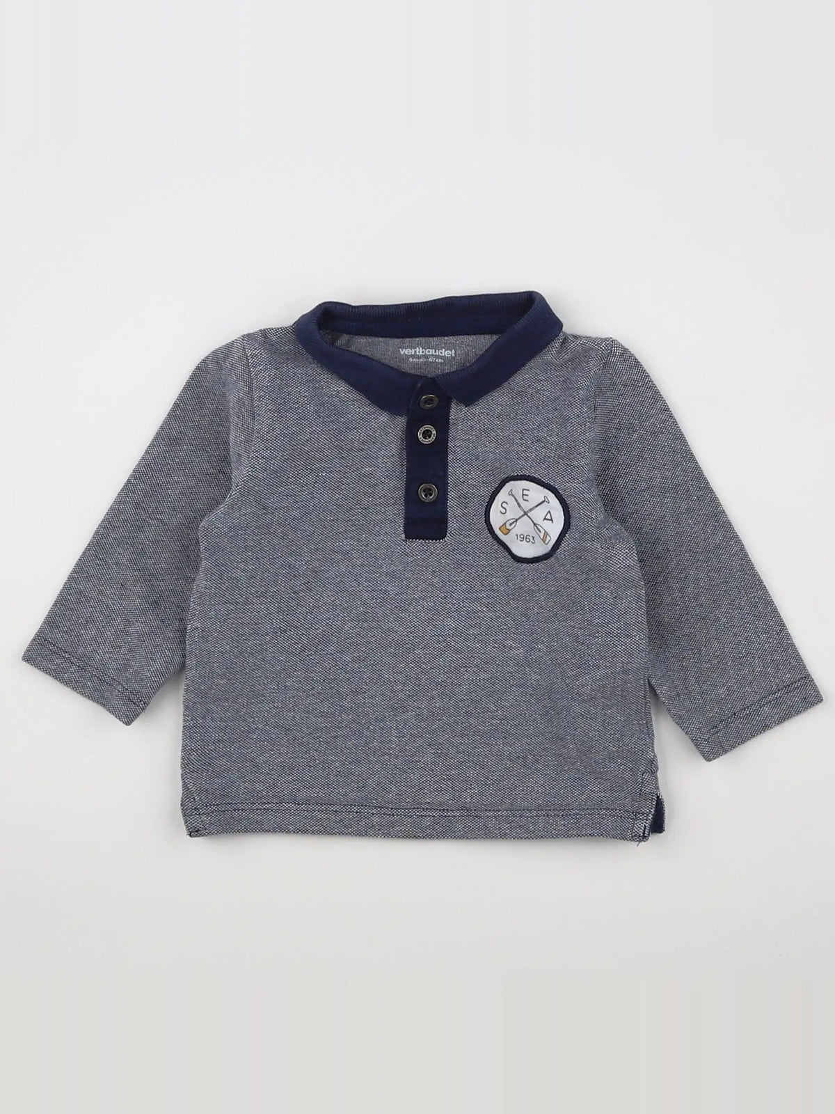 Vertbaudet - polo bleu - 6 mois