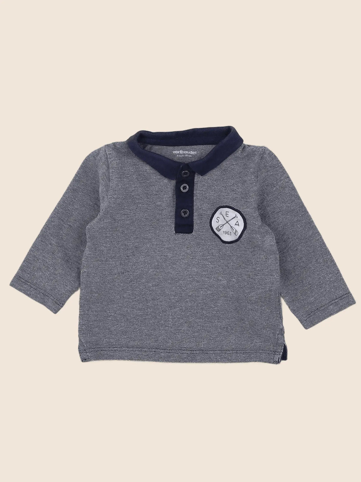 Vertbaudet - polo bleu - 6 mois