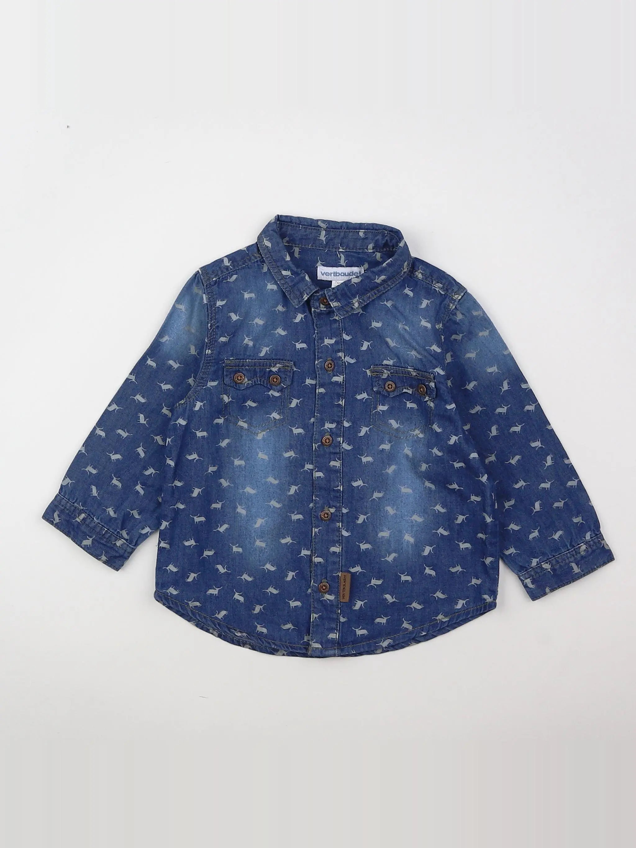 Vertbaudet - chemise gris - 12 mois