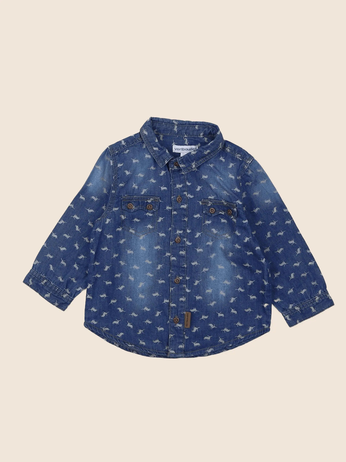 Vertbaudet - chemise gris - 12 mois