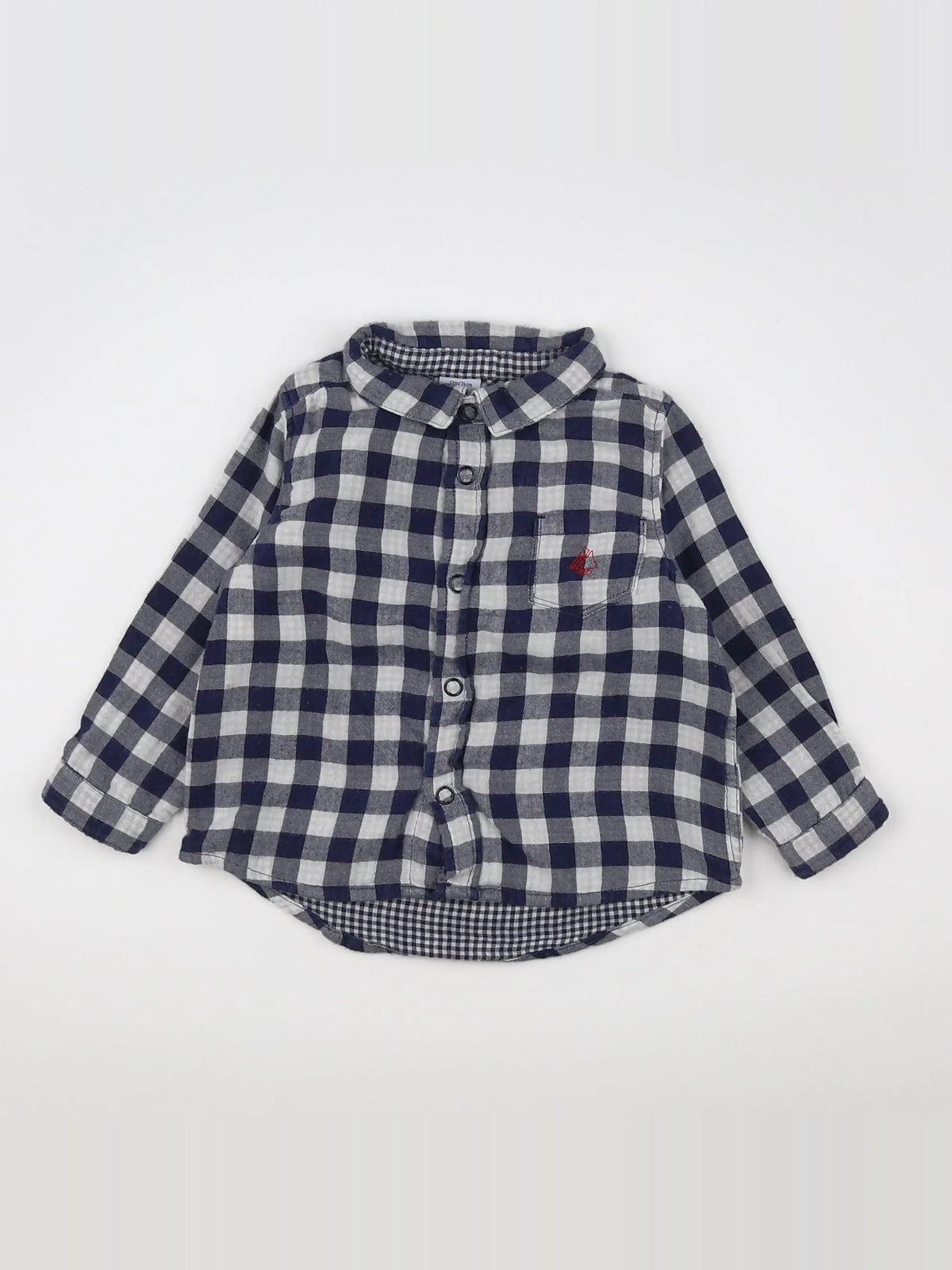 Petit Bateau - chemise bleu, blanc - 12 mois