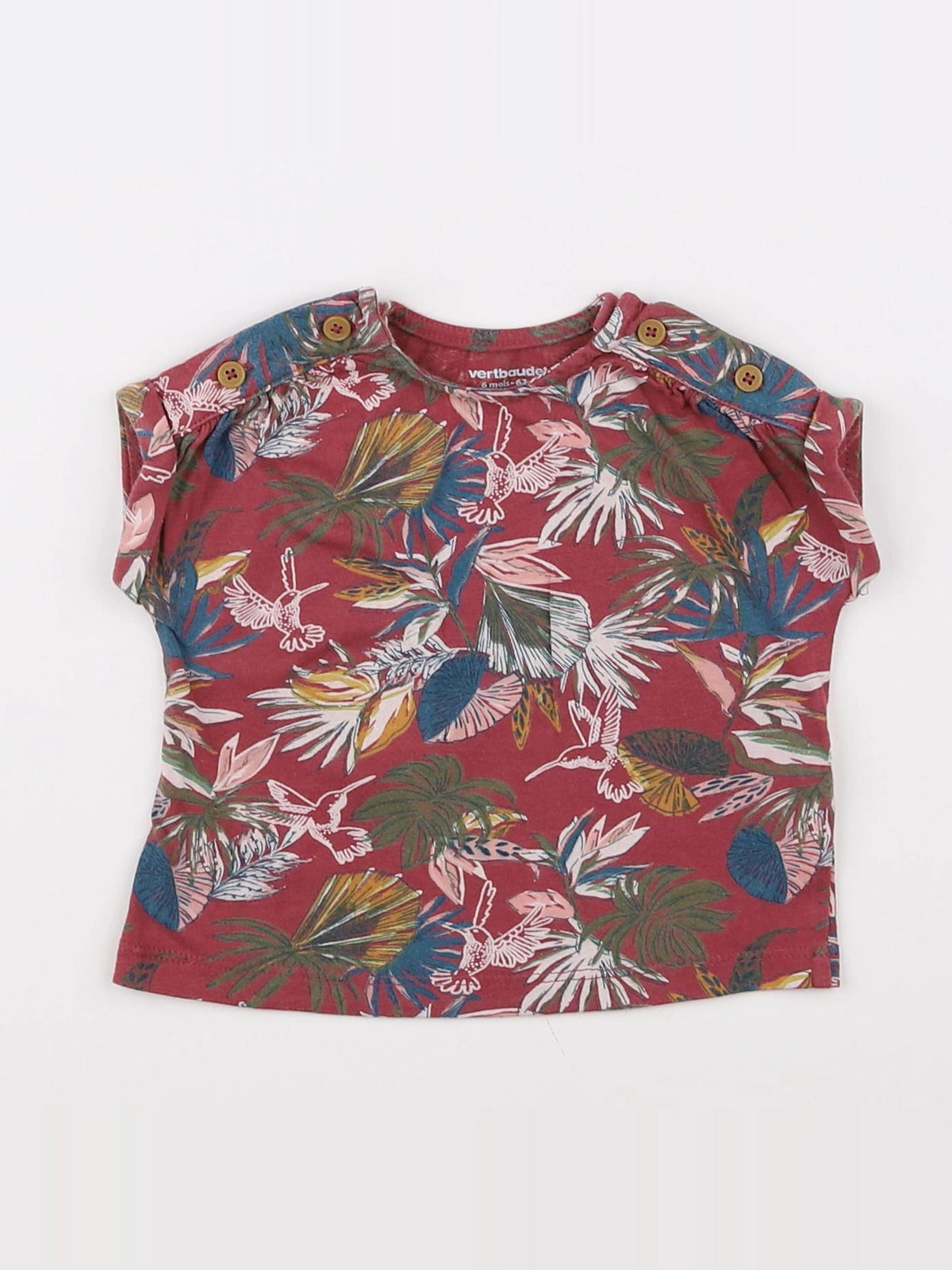 Vertbaudet - tee-shirt rouge - 6 mois