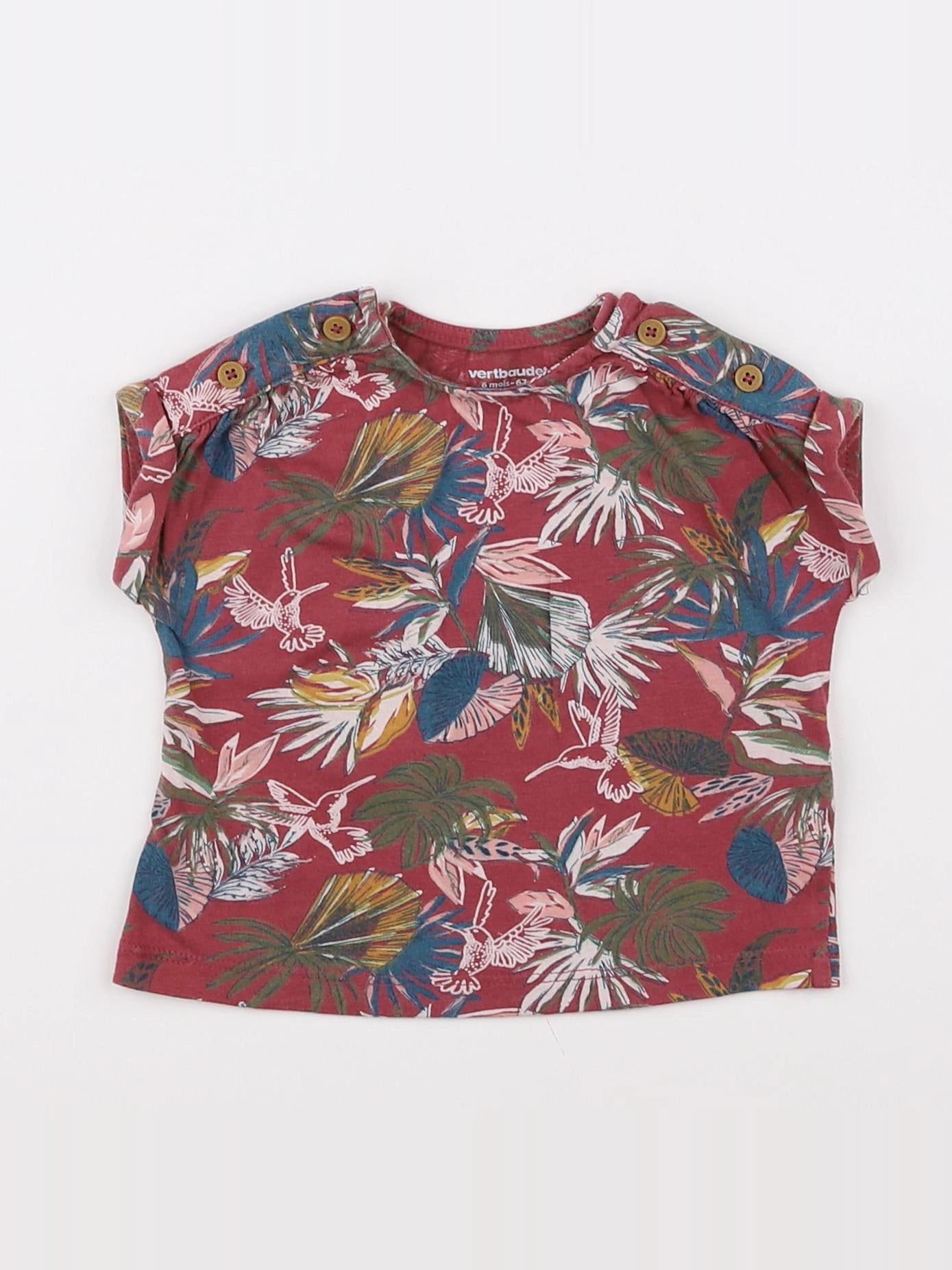Vertbaudet - tee-shirt rouge - 6 mois