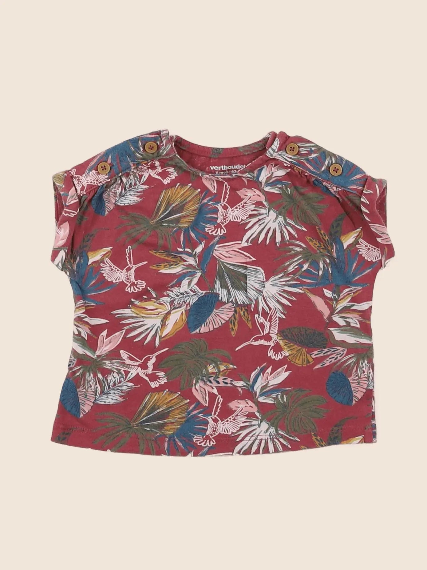 Vertbaudet - tee-shirt rouge - 6 mois