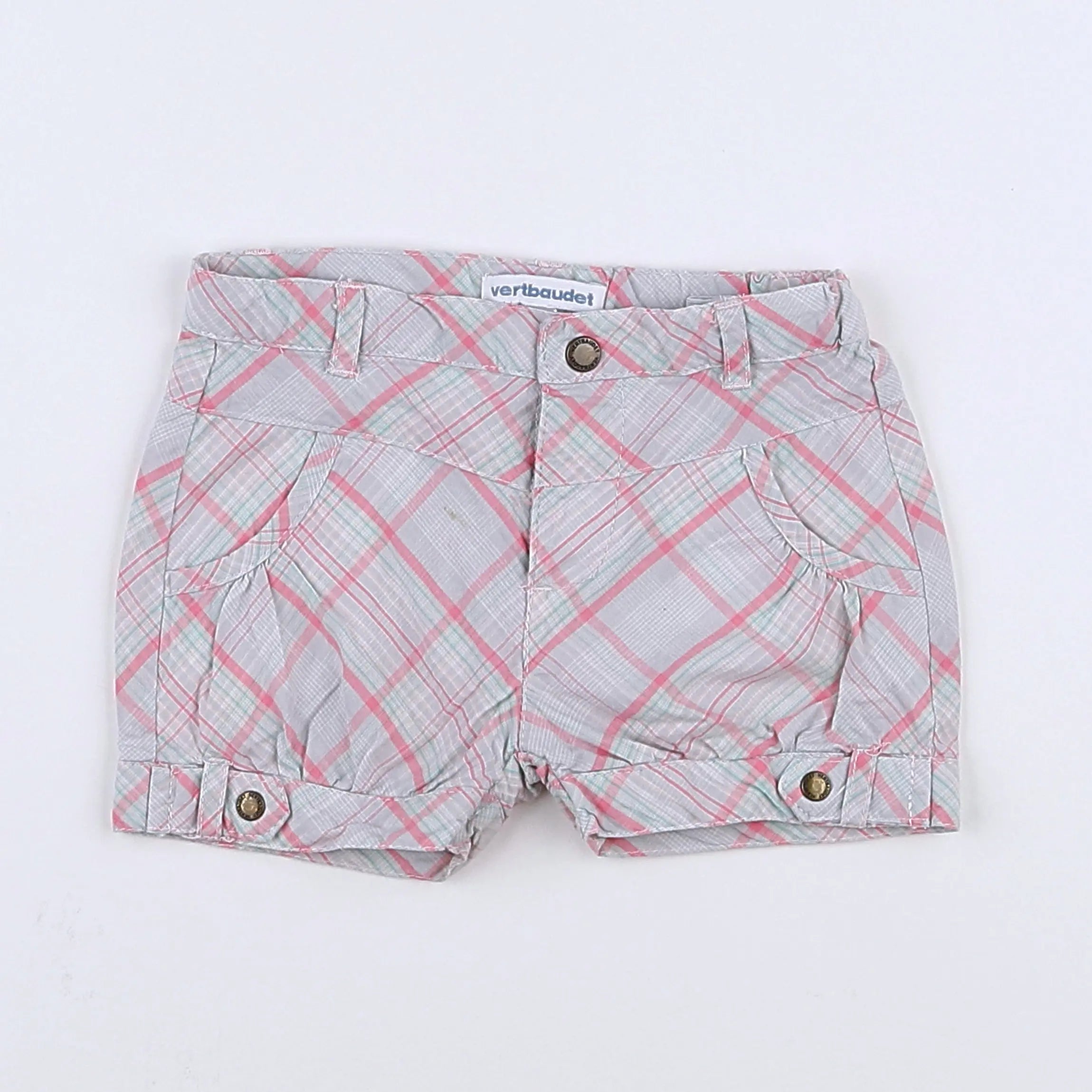 Vertbaudet - short gris, rose - 12 mois