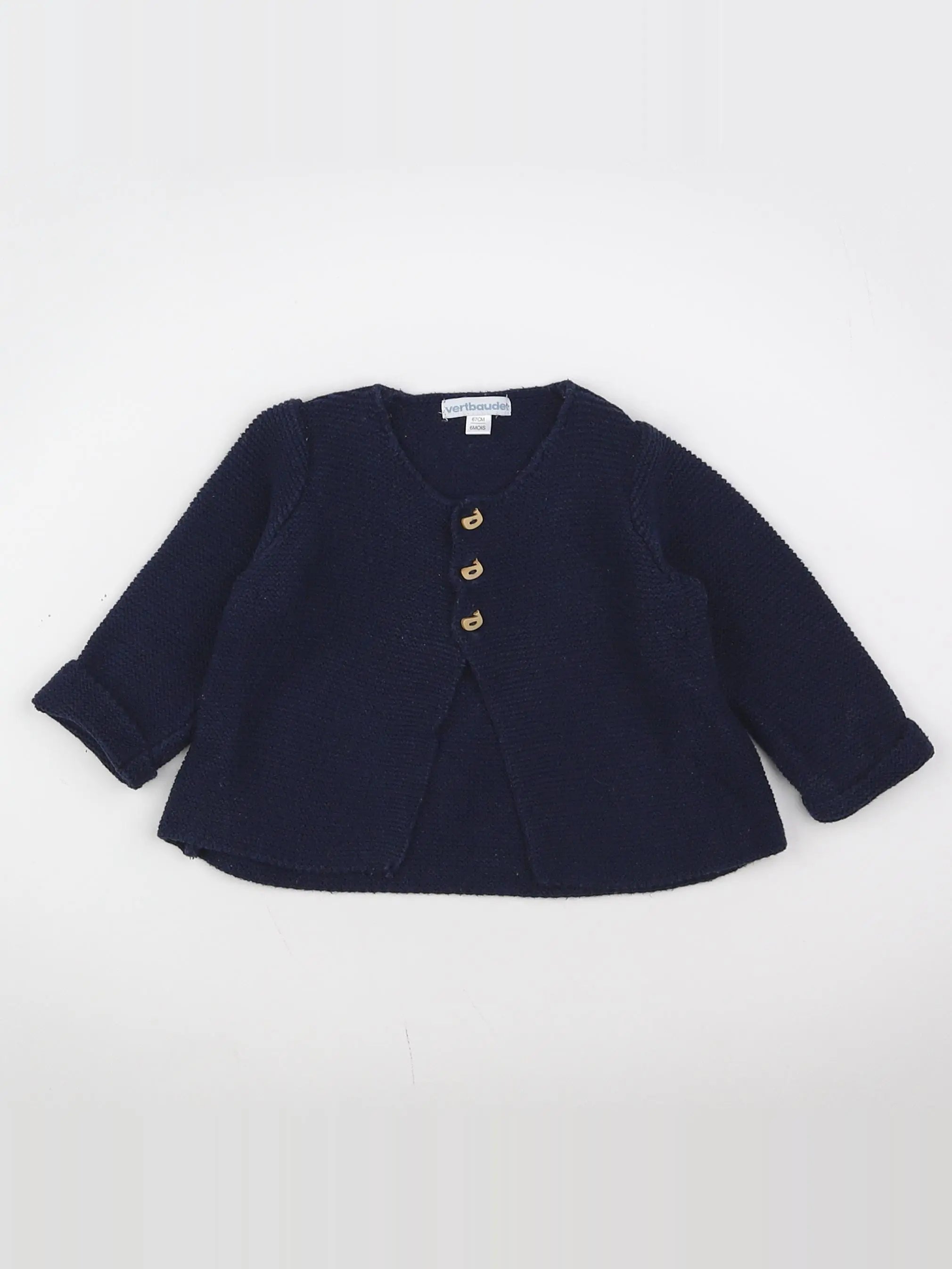 Vertbaudet - gilet bleu - 6 mois