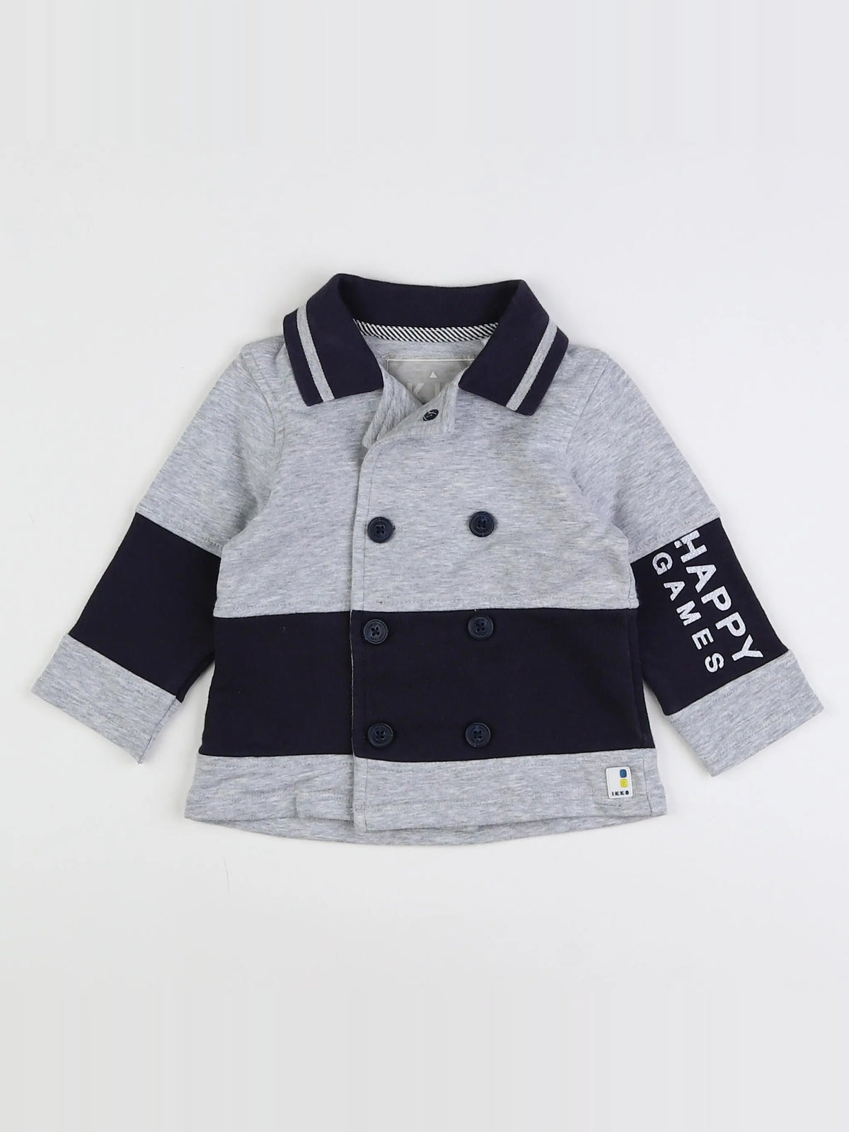 IKKS - sweat gris, bleu - 12 mois