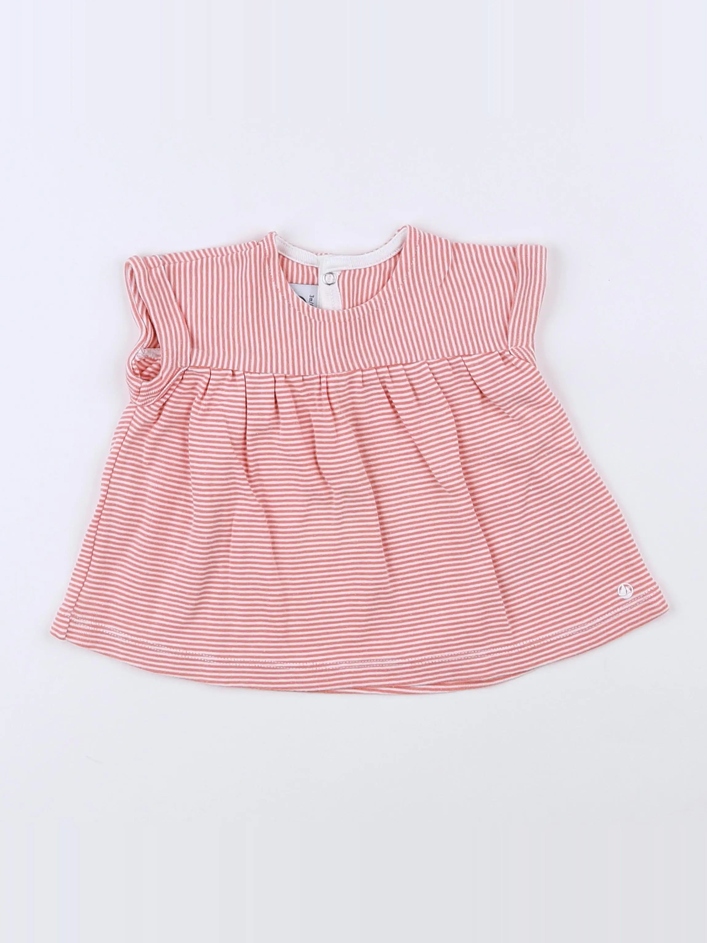 Petit Bateau - tee-shirt blanc, rose - 3 mois