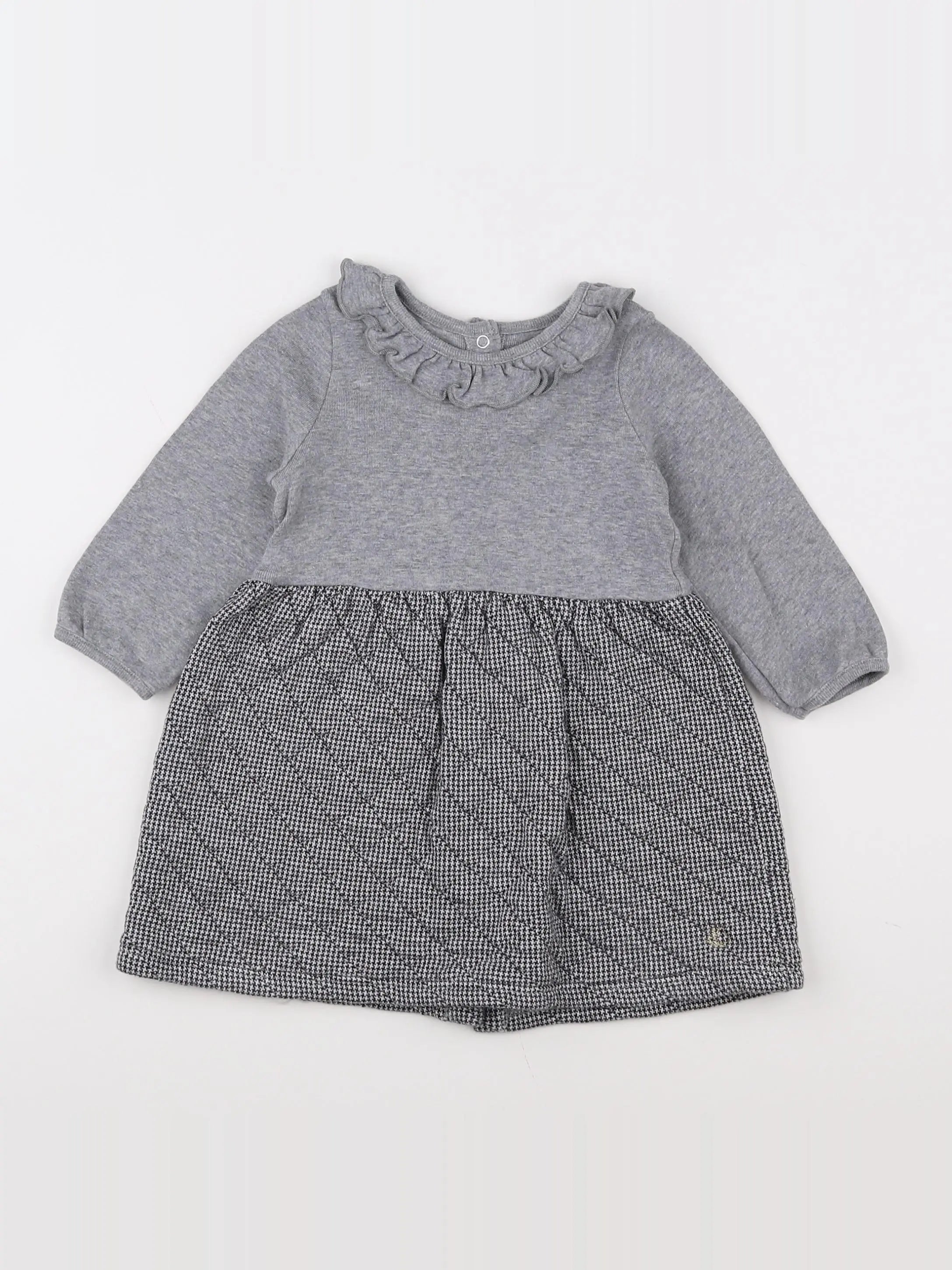 Petit Bateau - robe gris - 12 mois