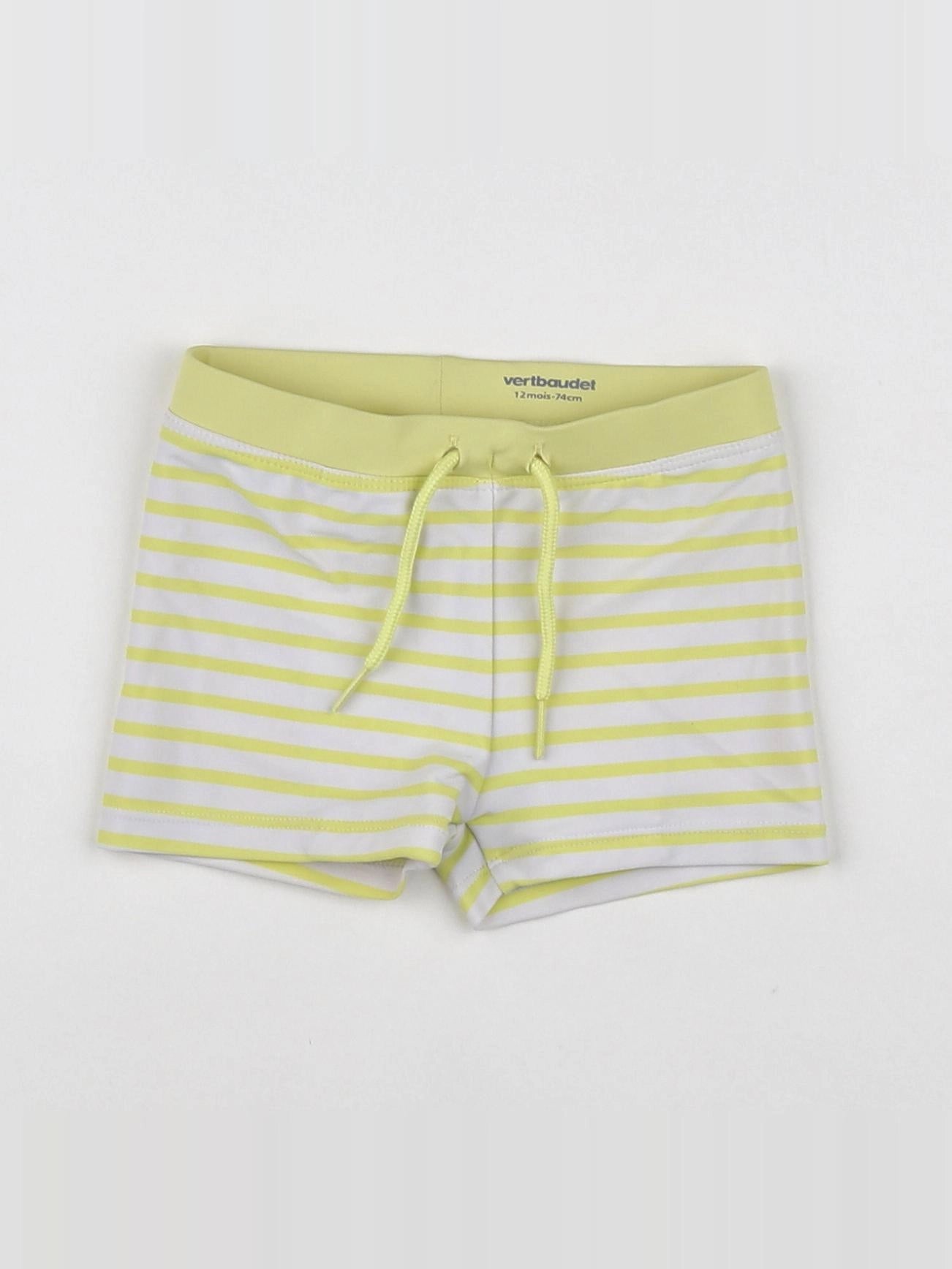 Vertbaudet - maillot de bain jaune, blanc - 12 mois