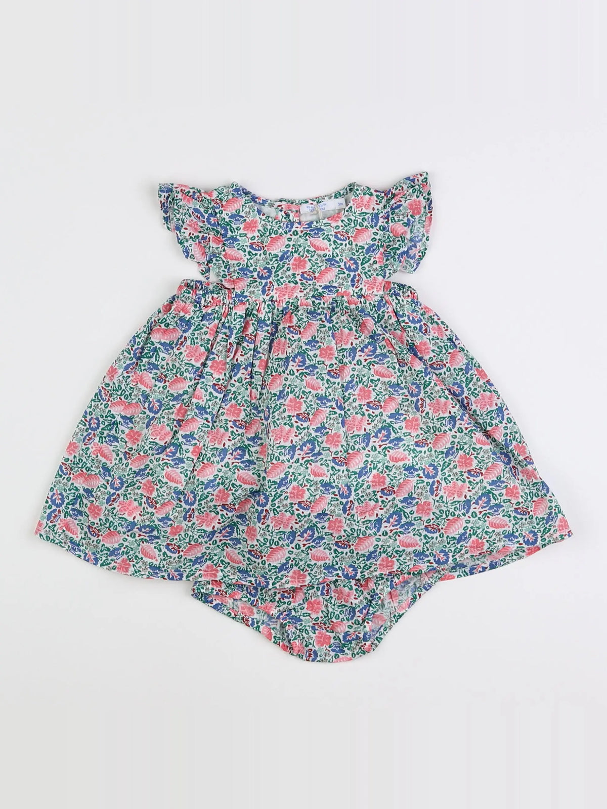 Boutchou - robe vert, multicolore - 3 mois