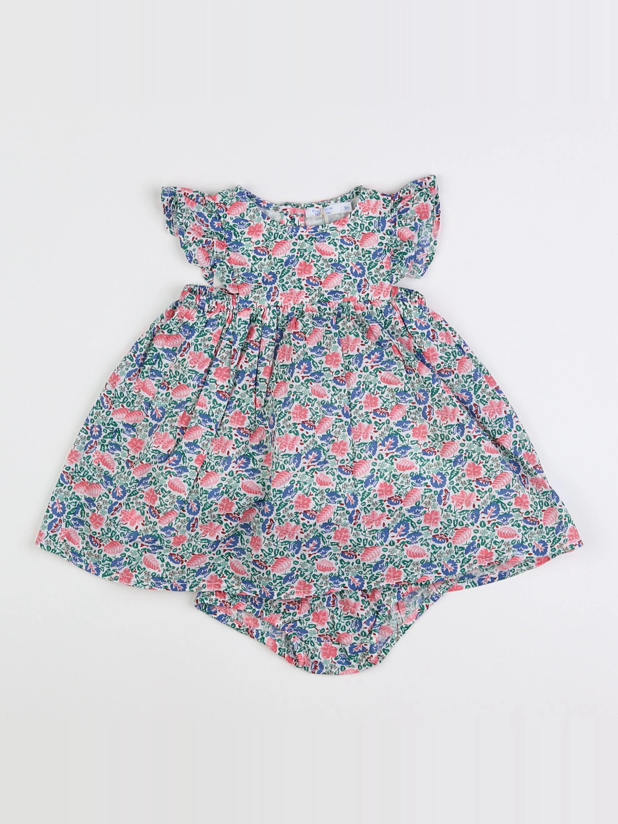 Boutchou - robe vert, multicolore - 3 mois