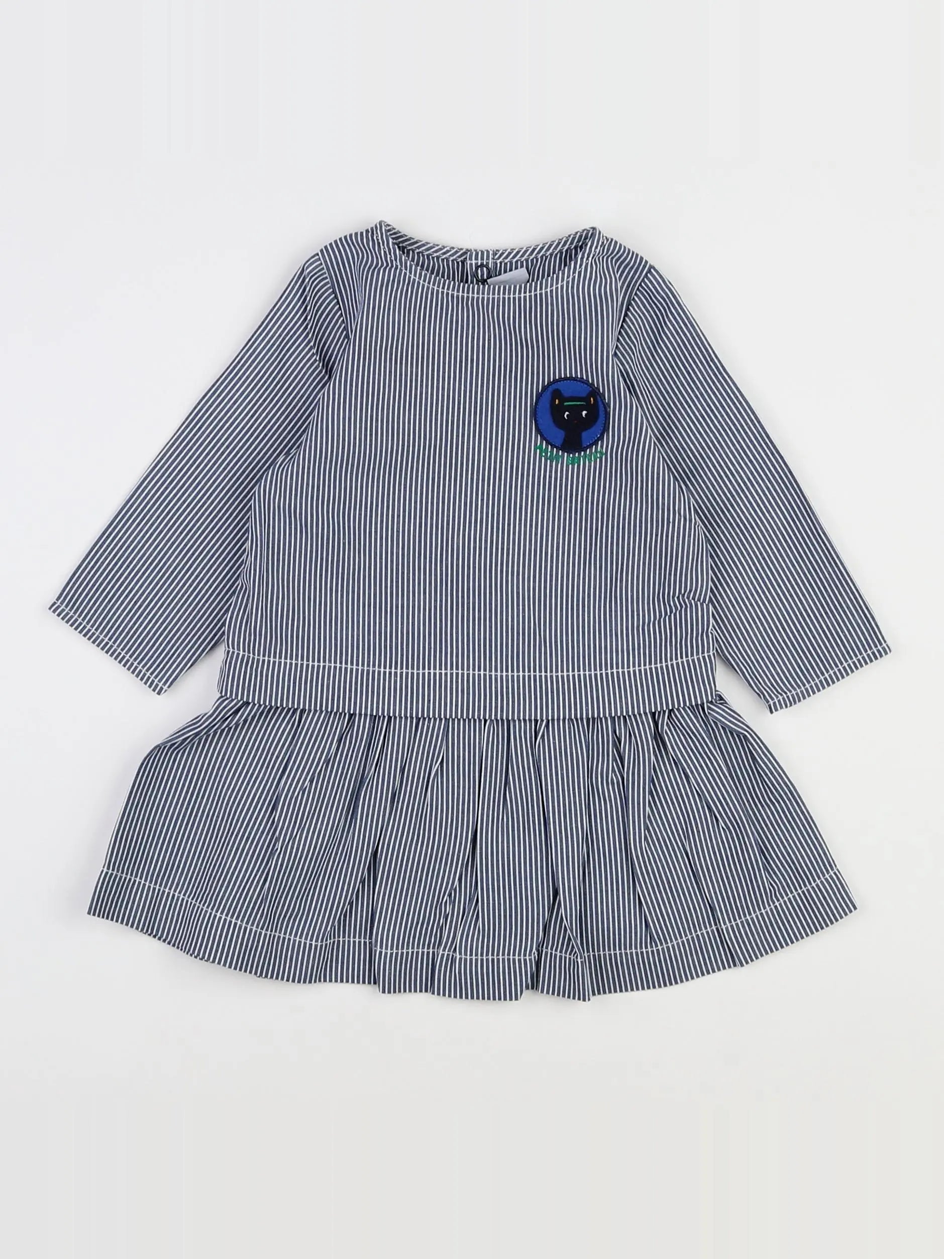 Petit Bateau - robe bleu - 12 mois