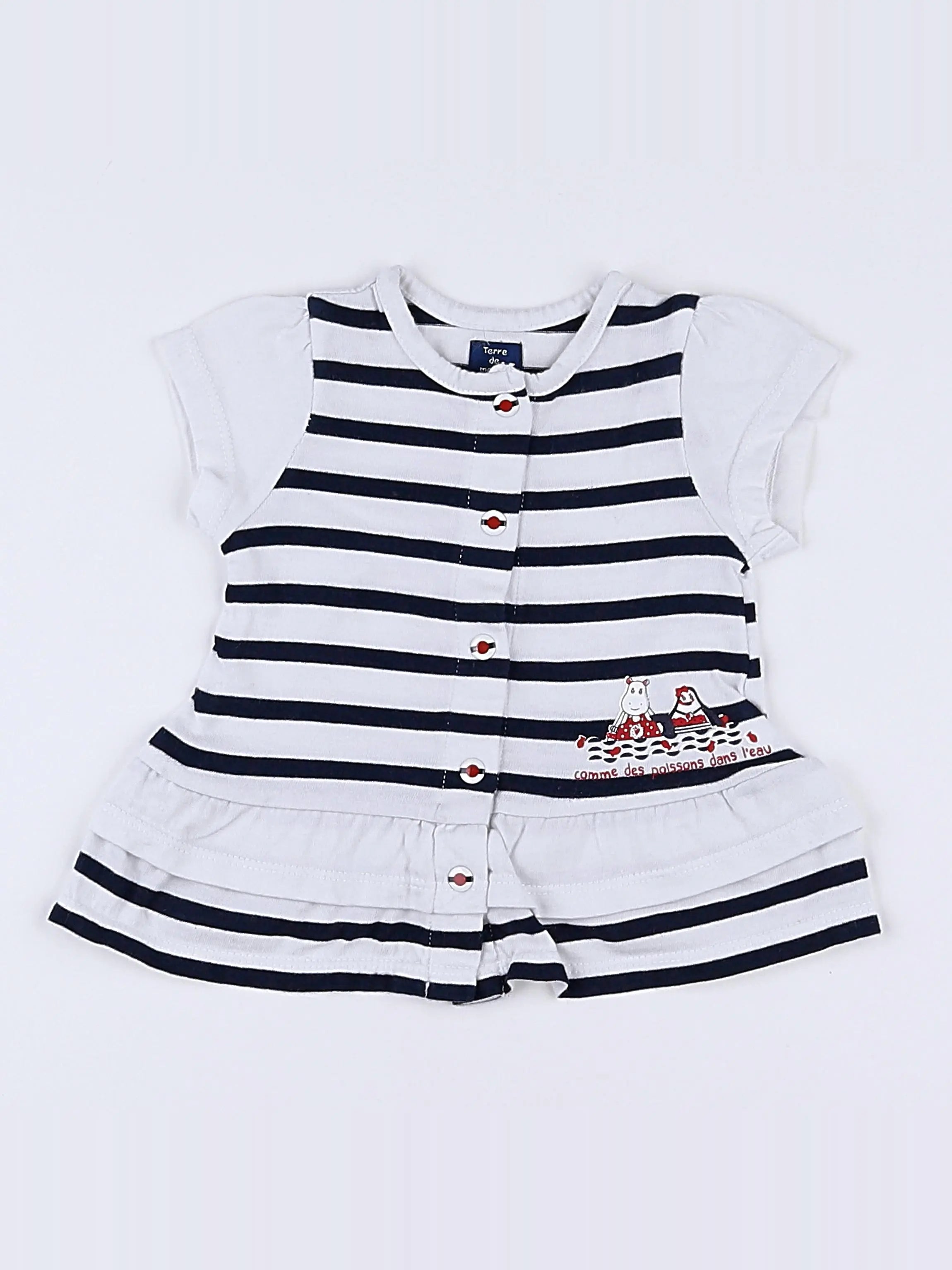 Terre de marins - tee-shirt blanc, bleu - 3 mois