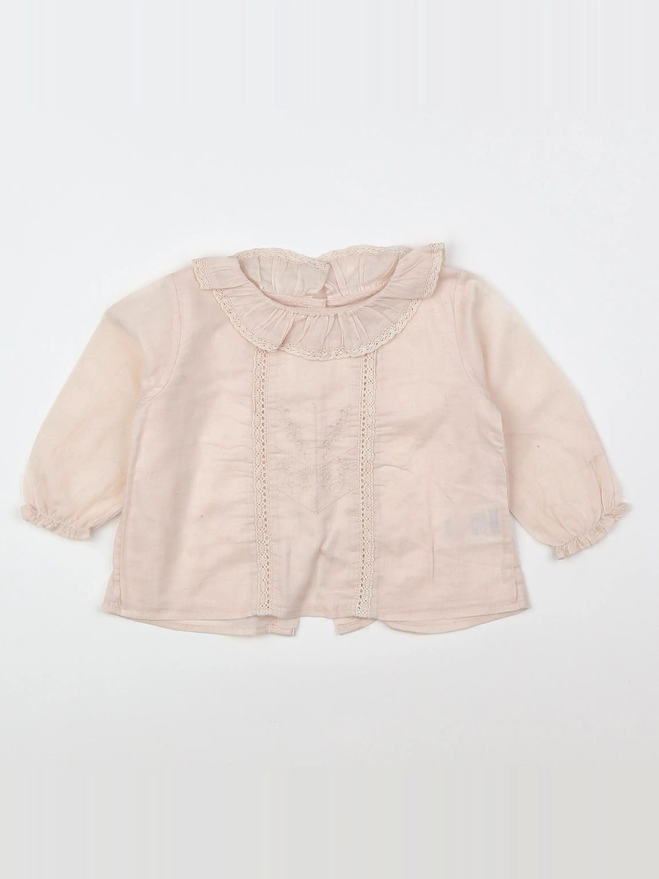 Bonnet à Pompon - blouse rose - 9 mois