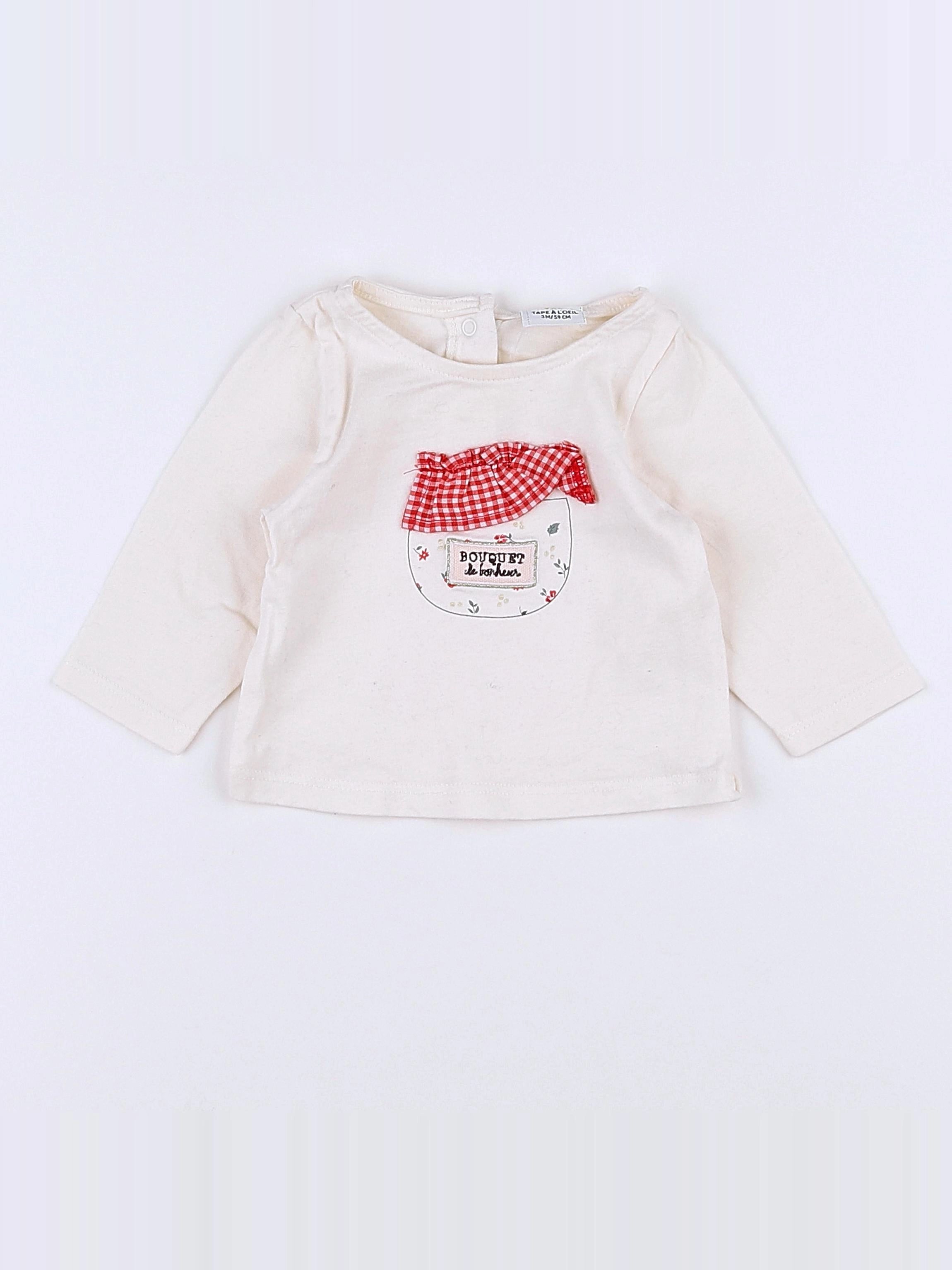 Tape à l'oeil - tee-shirt beige, rouge - 3 mois