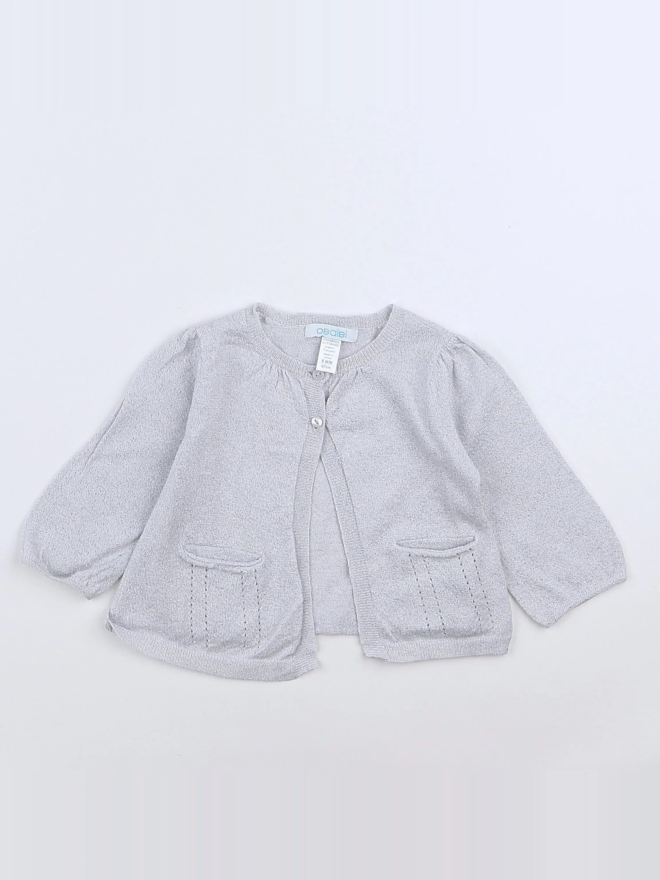 Obaïbi - gilet gris, argent - 6 mois