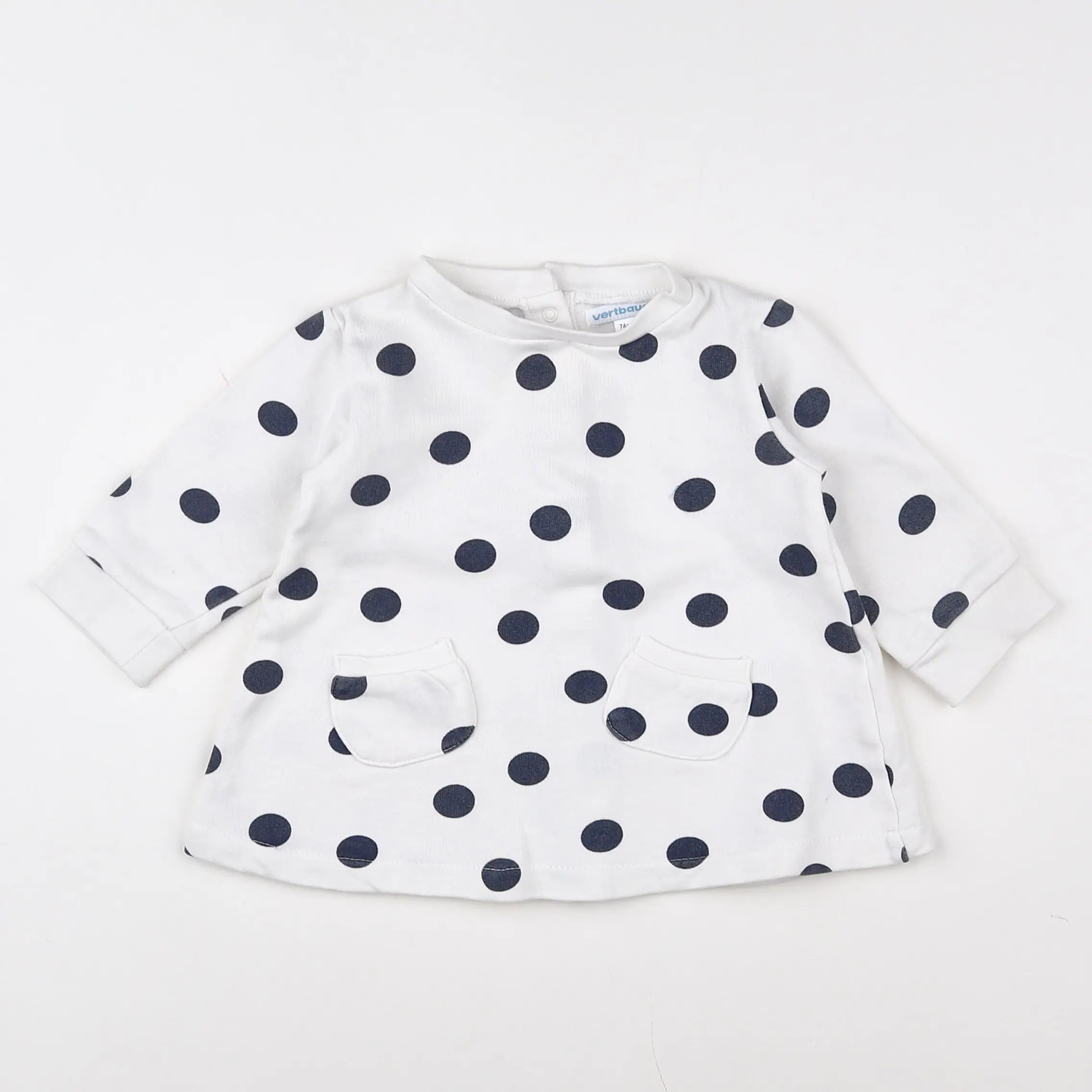 Vertbaudet - robe blanc, bleu - 12 mois