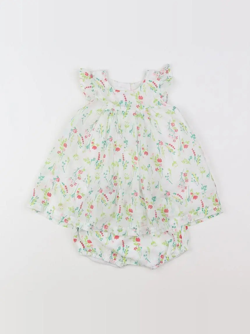 Absorba - robe blanc, vert - 9 mois