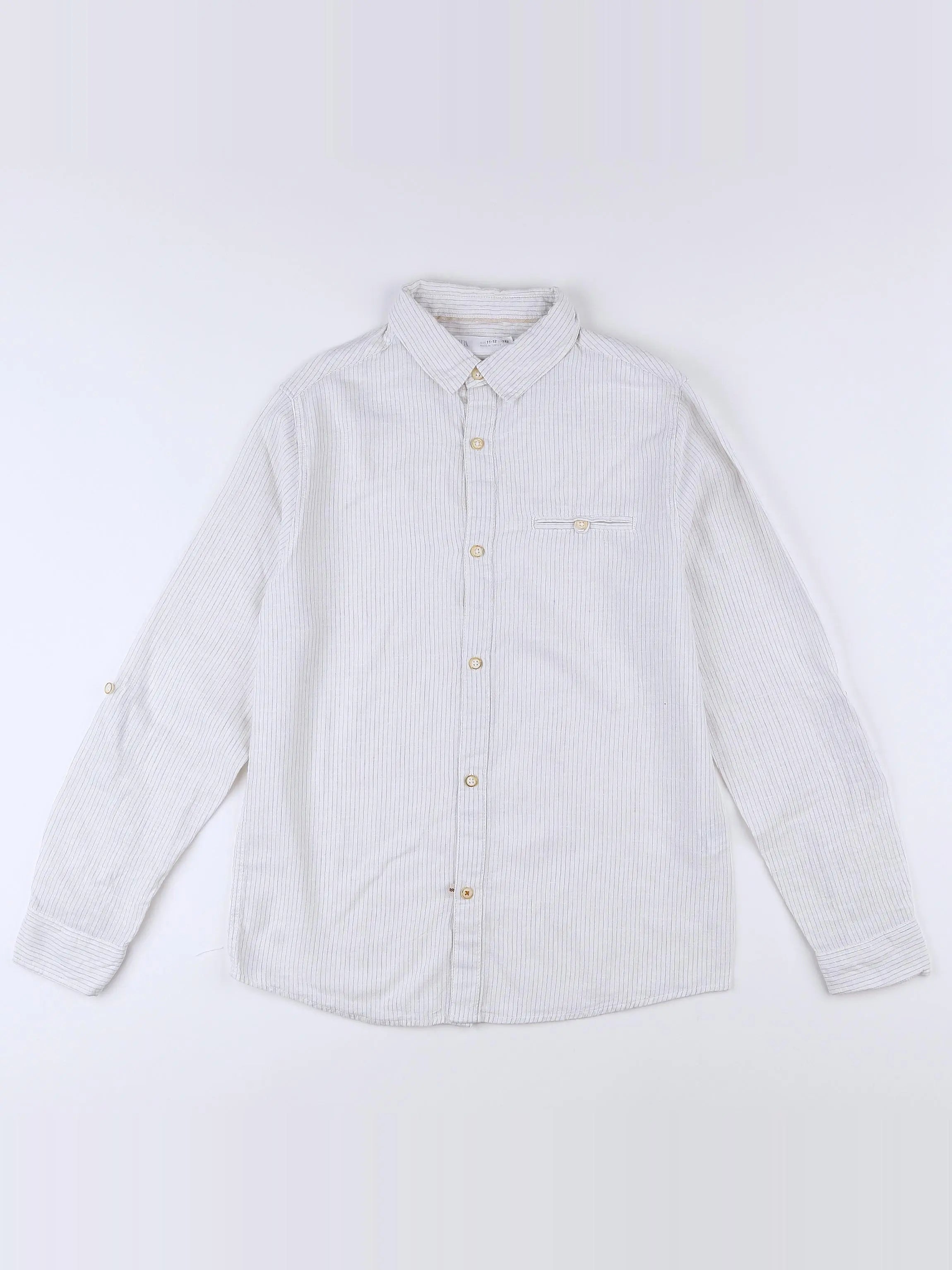 Zara - chemise blanc, gris - 11/12 ans