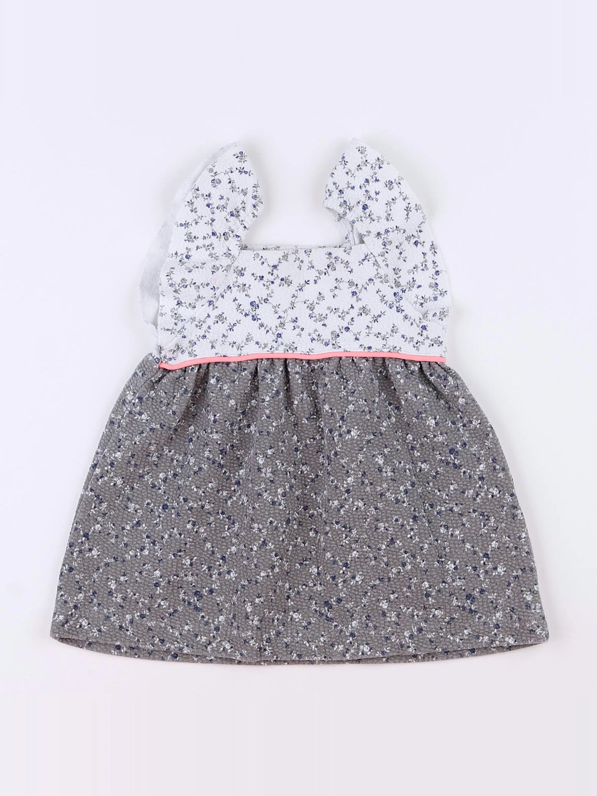 Zara - robe blanc, gris - 9/12 mois