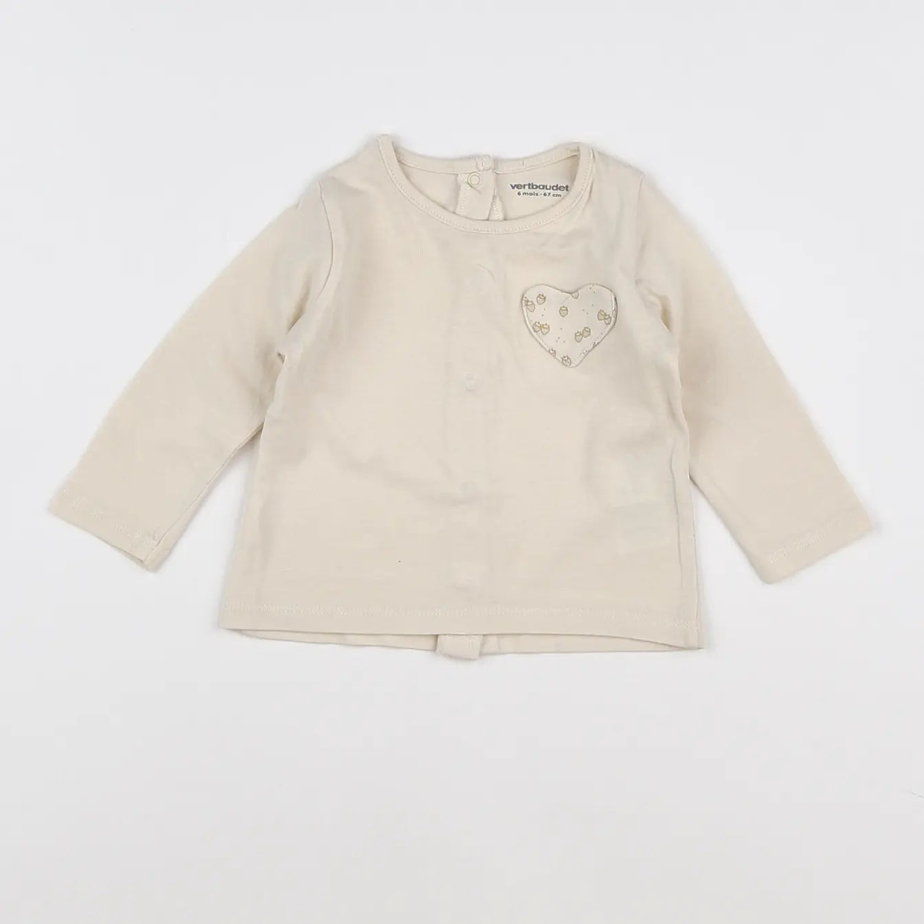 Vertbaudet - tee-shirt beige - 6 mois