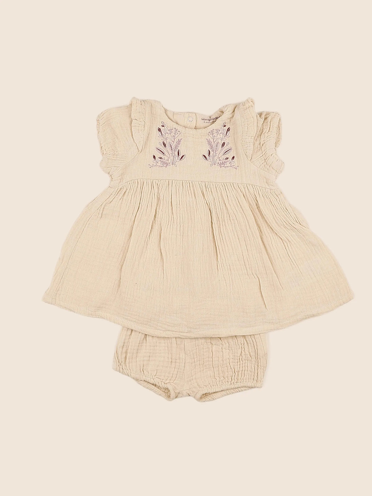 Vertbaudet - robe beige - 3 mois