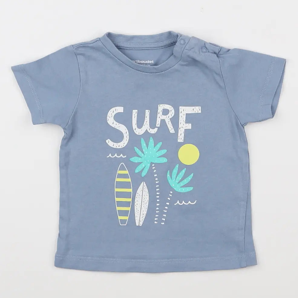 Vertbaudet - tee-shirt bleu - 6 mois