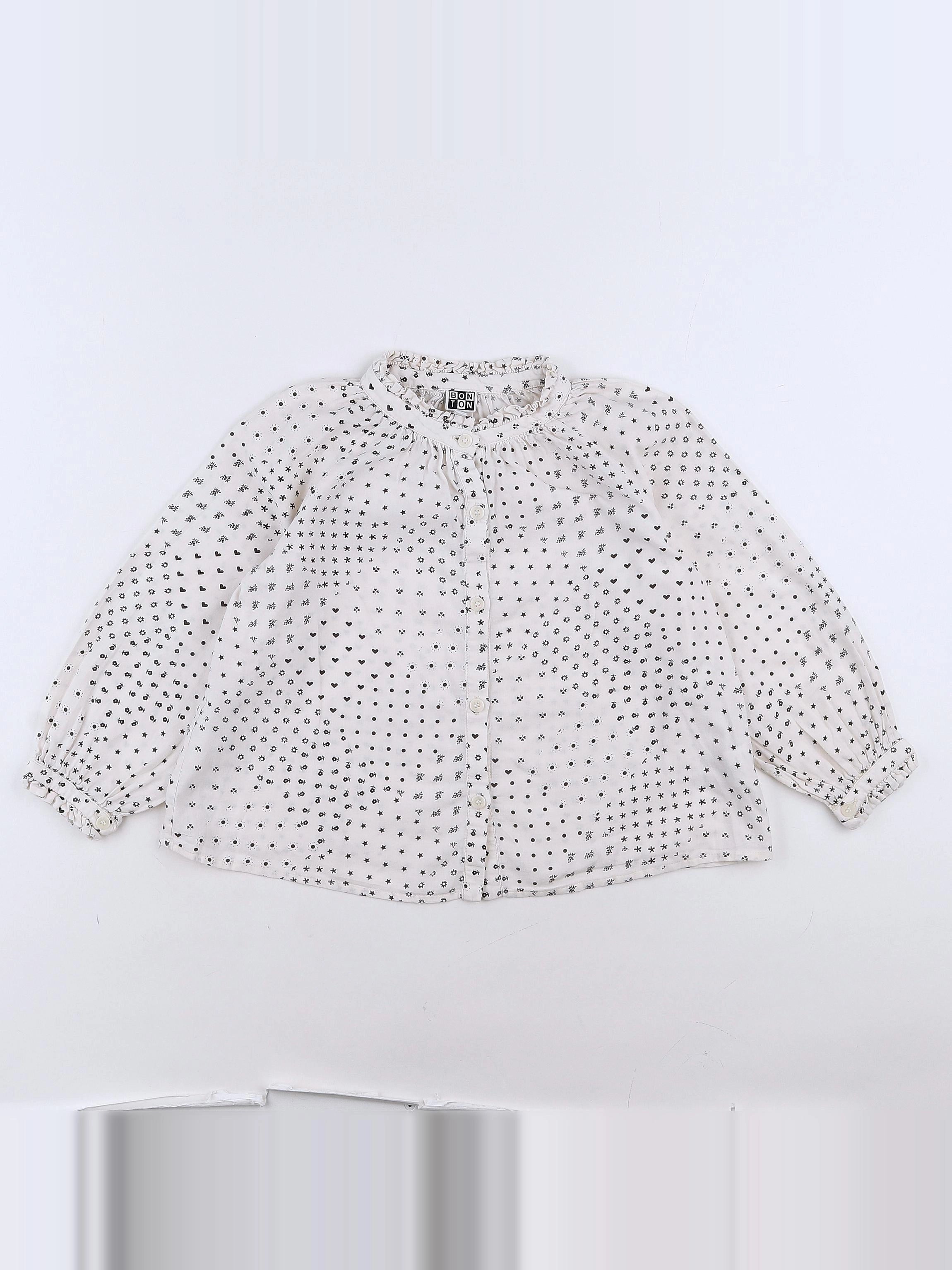 Bonton - blouse blanc, gris - 6 ans