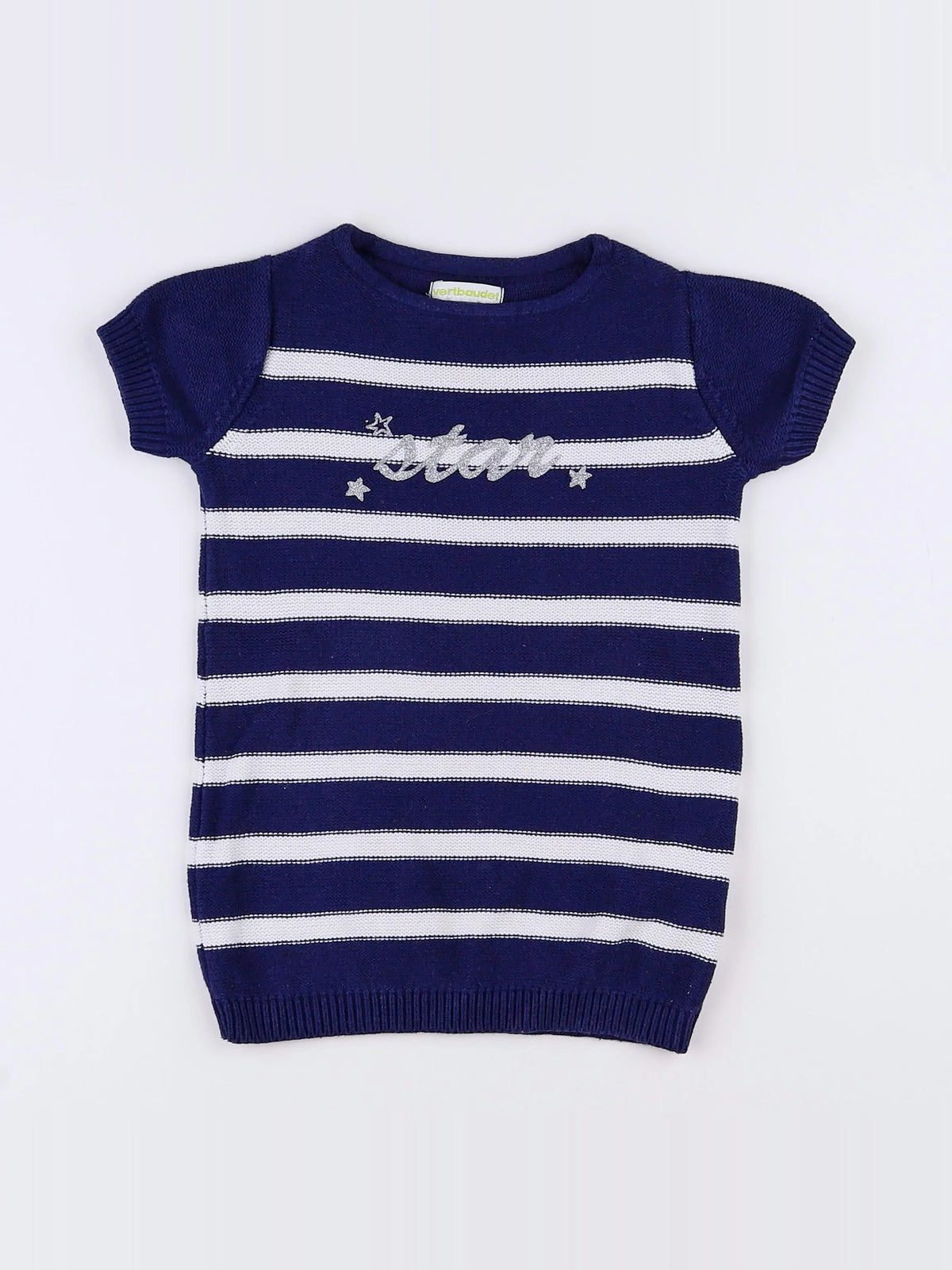 Vertbaudet - robe bleu, blanc - 2 ans