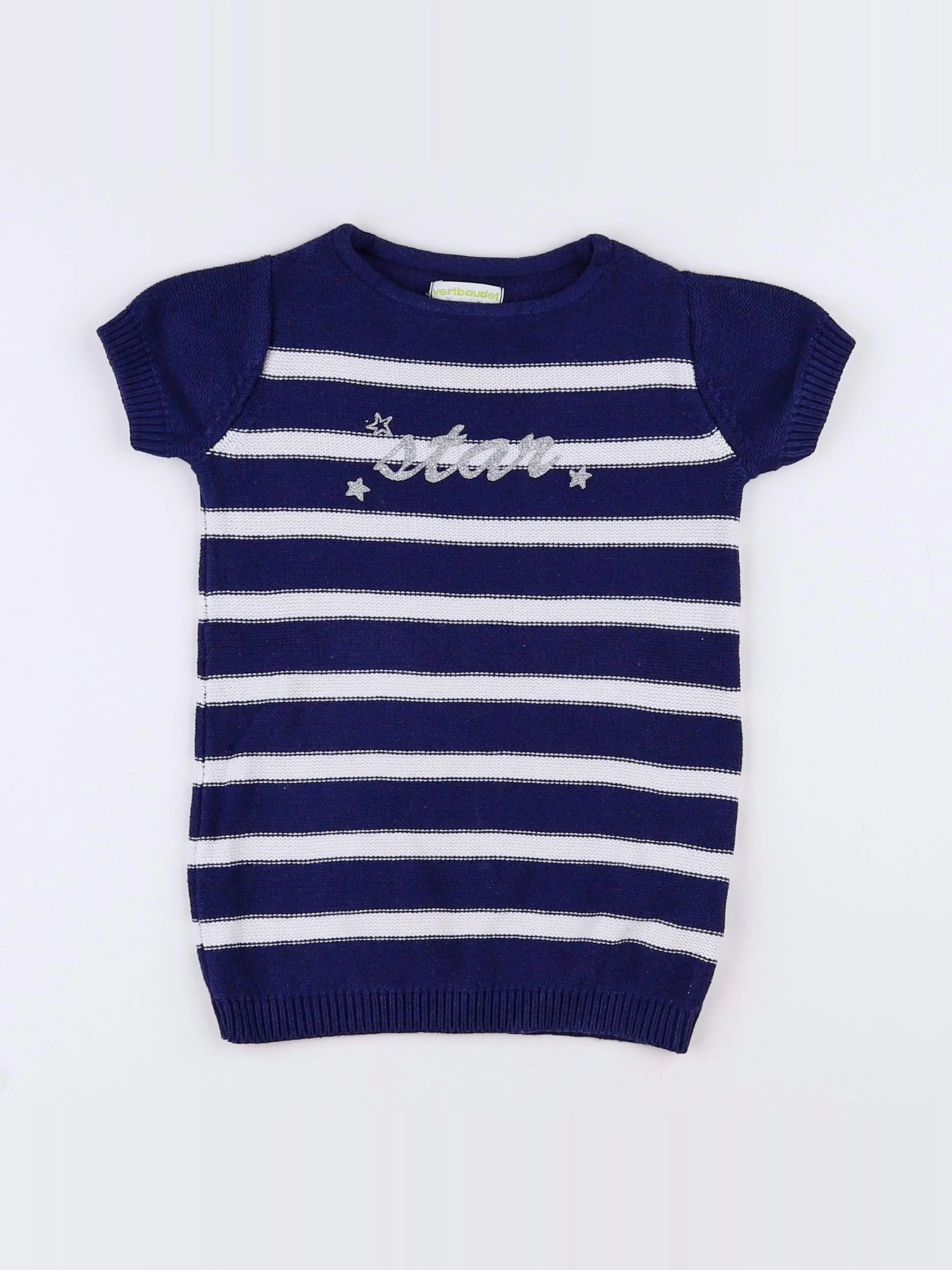Vertbaudet - robe bleu, blanc - 2 ans