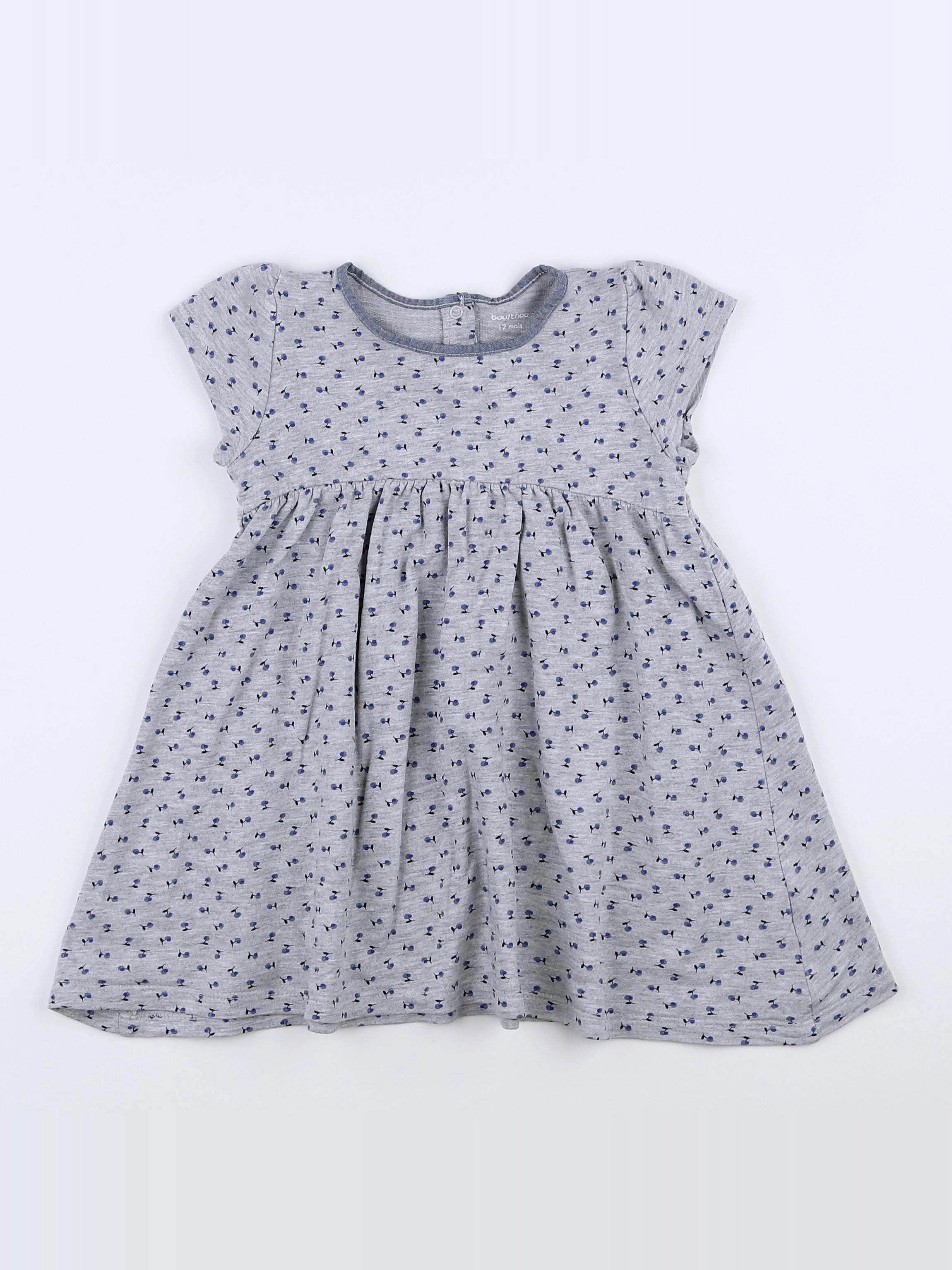 Boutchou - robe gris, bleu - 12 mois